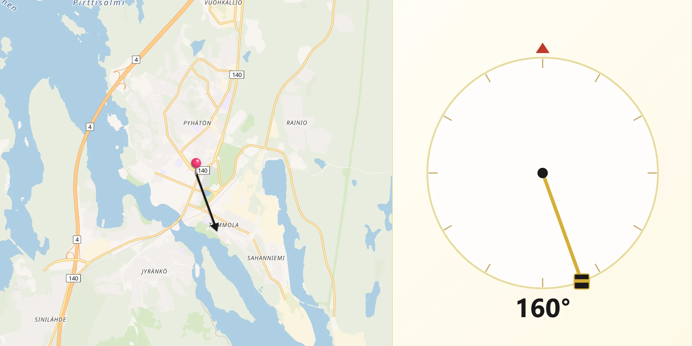 Qibla Riktning från Heinola