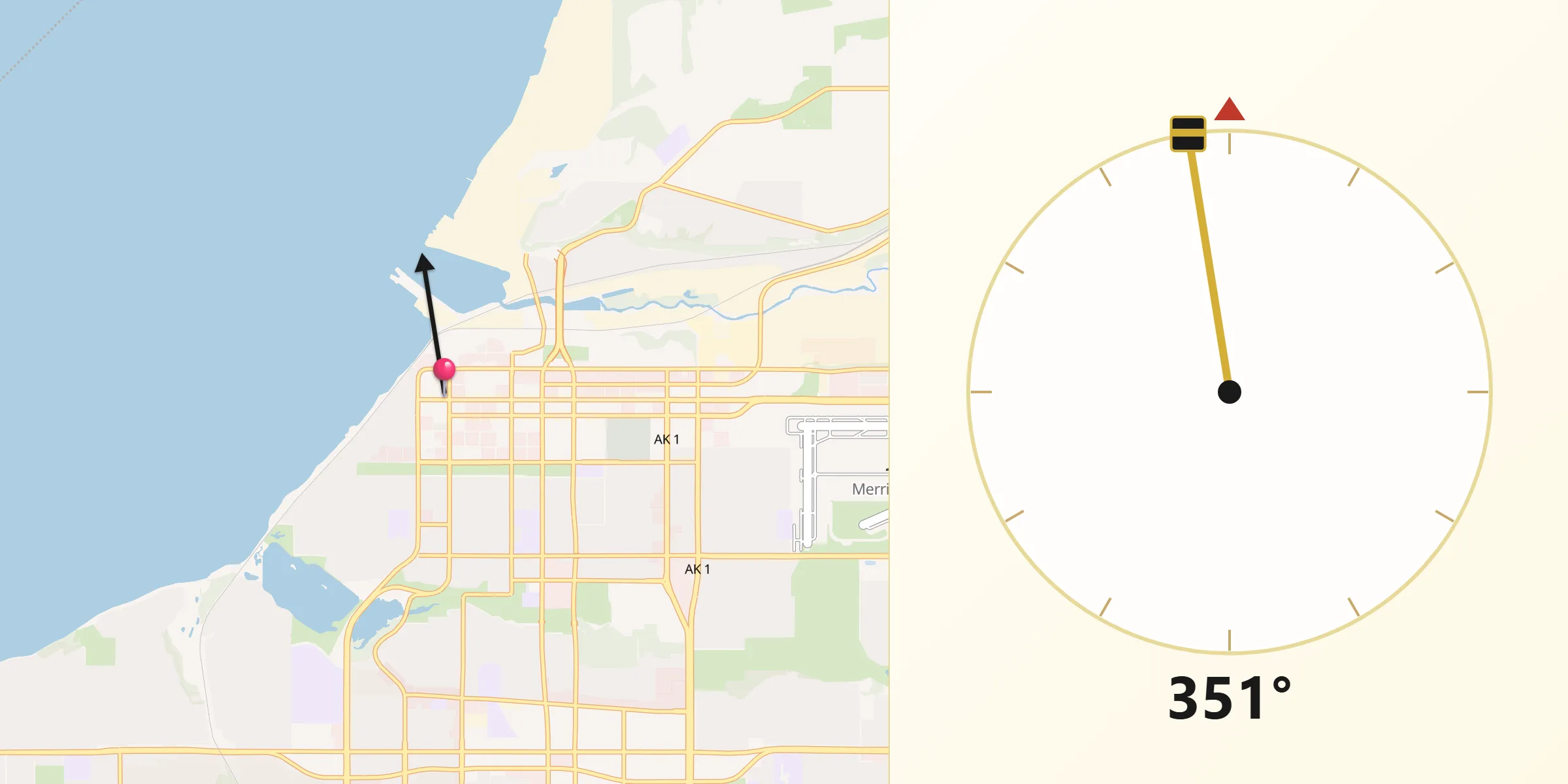 Direzione della Qibla da Anchorage