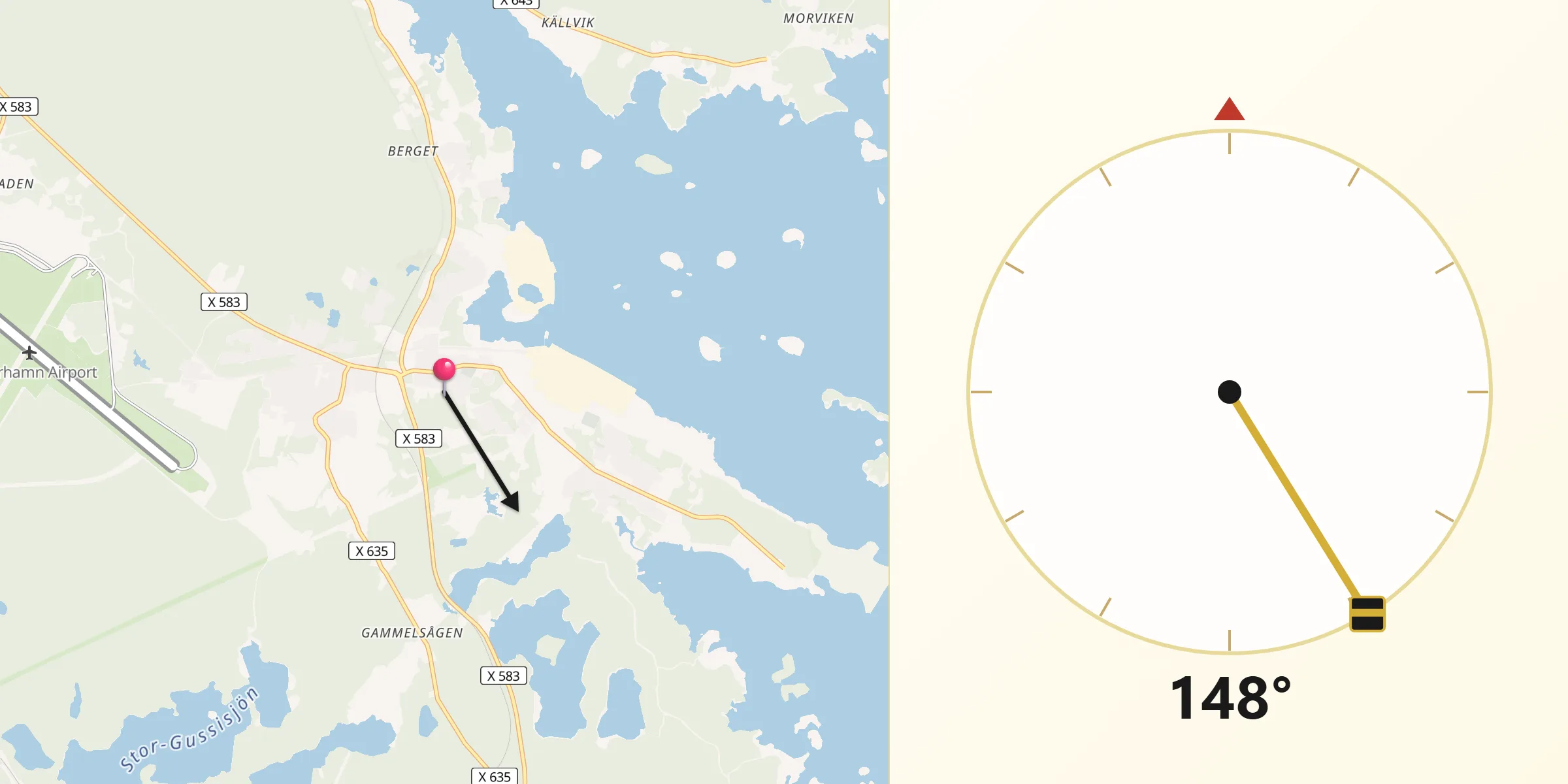 Qibla Riktning från Sandarne