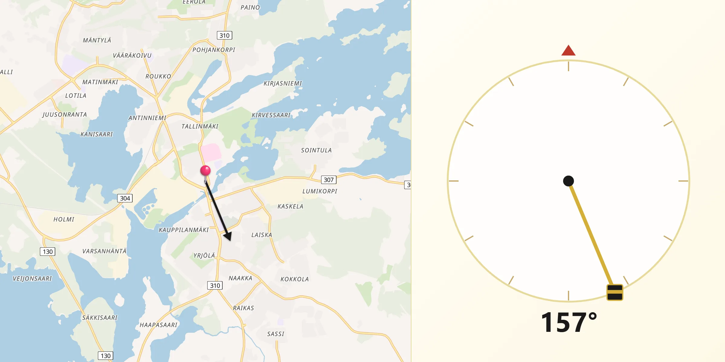 Qibla Riktning från Valkeakoski