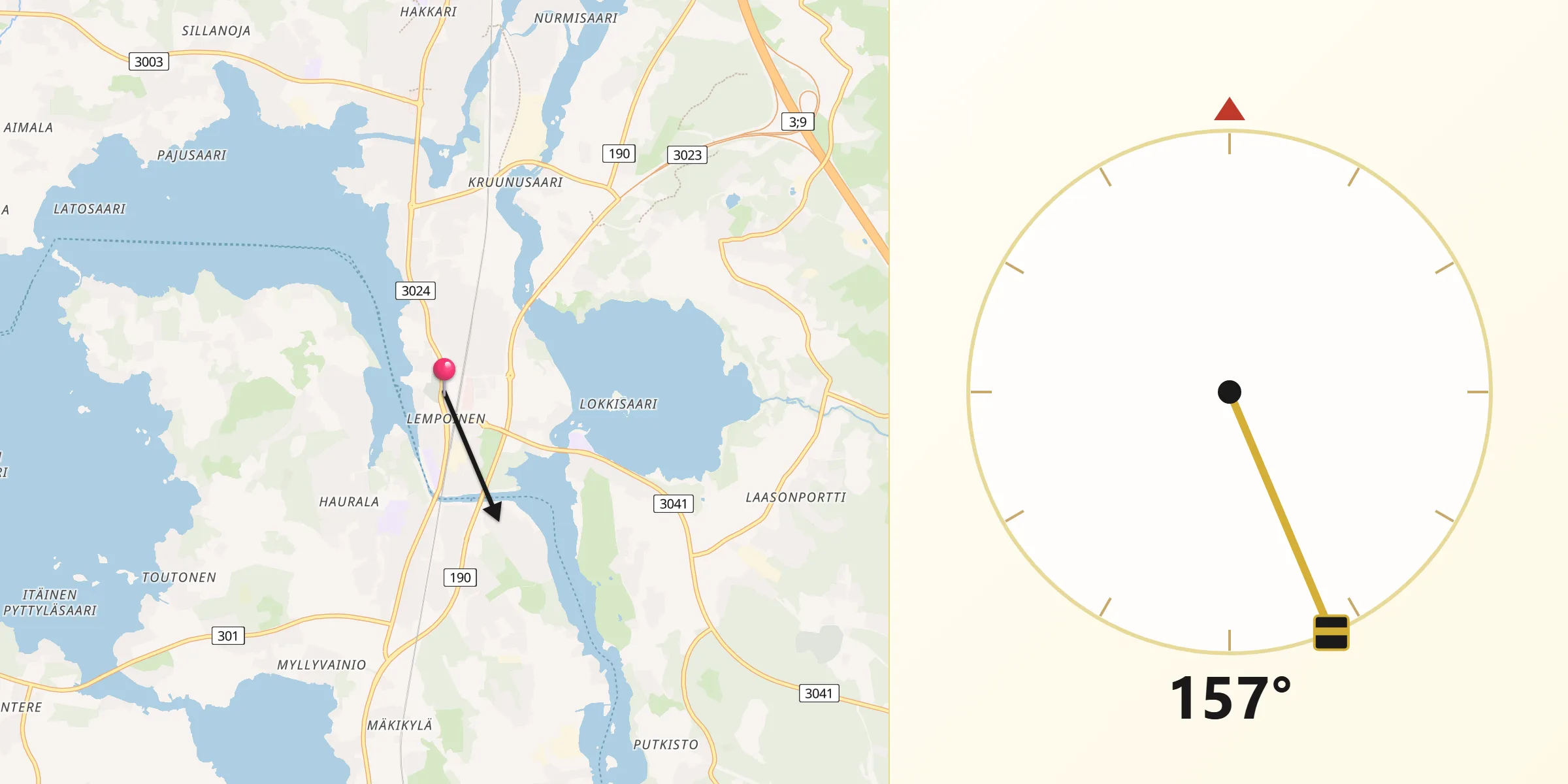 Qibla Riktning från Lembois