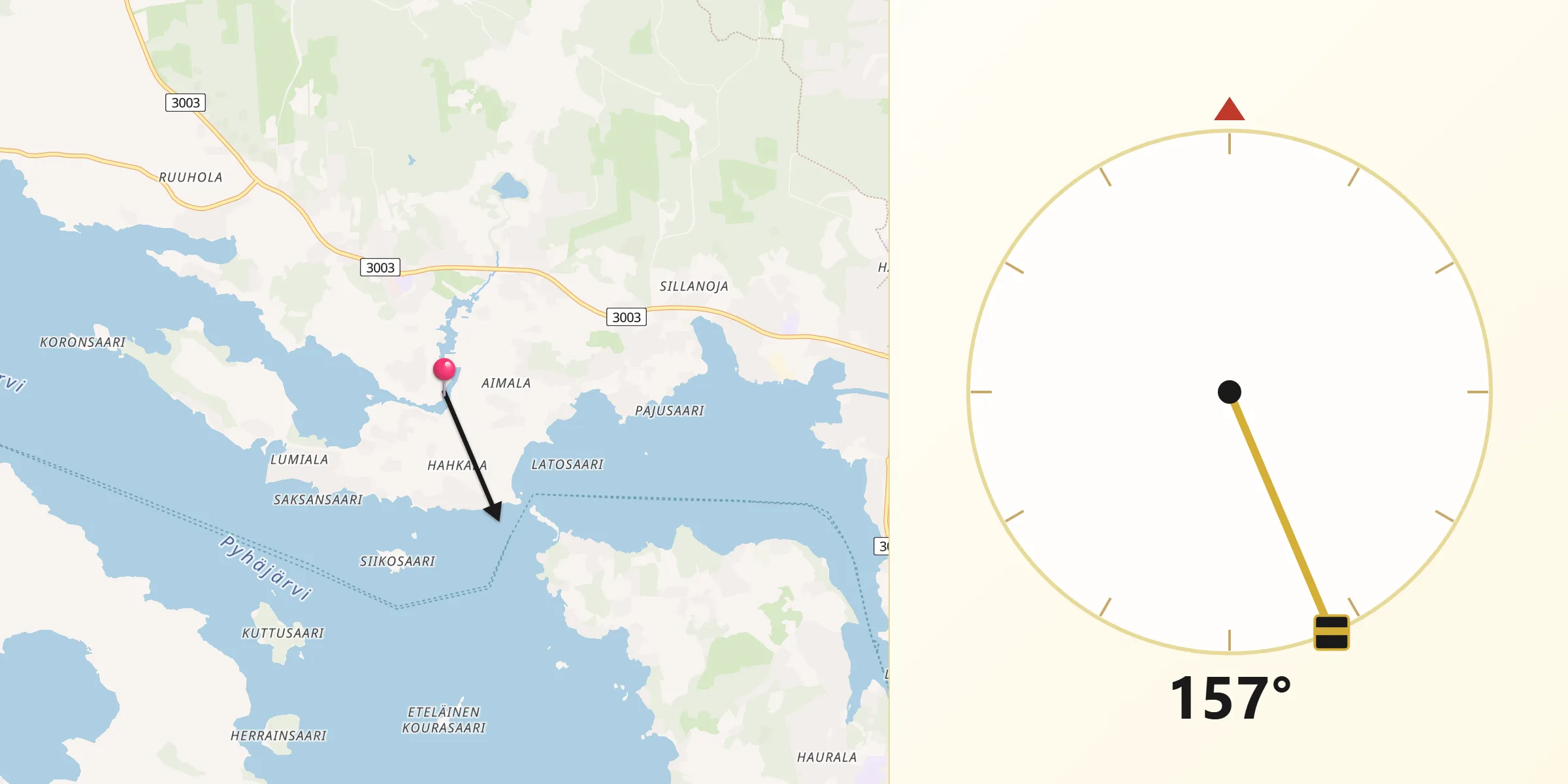 Qibla Riktning från Aimala