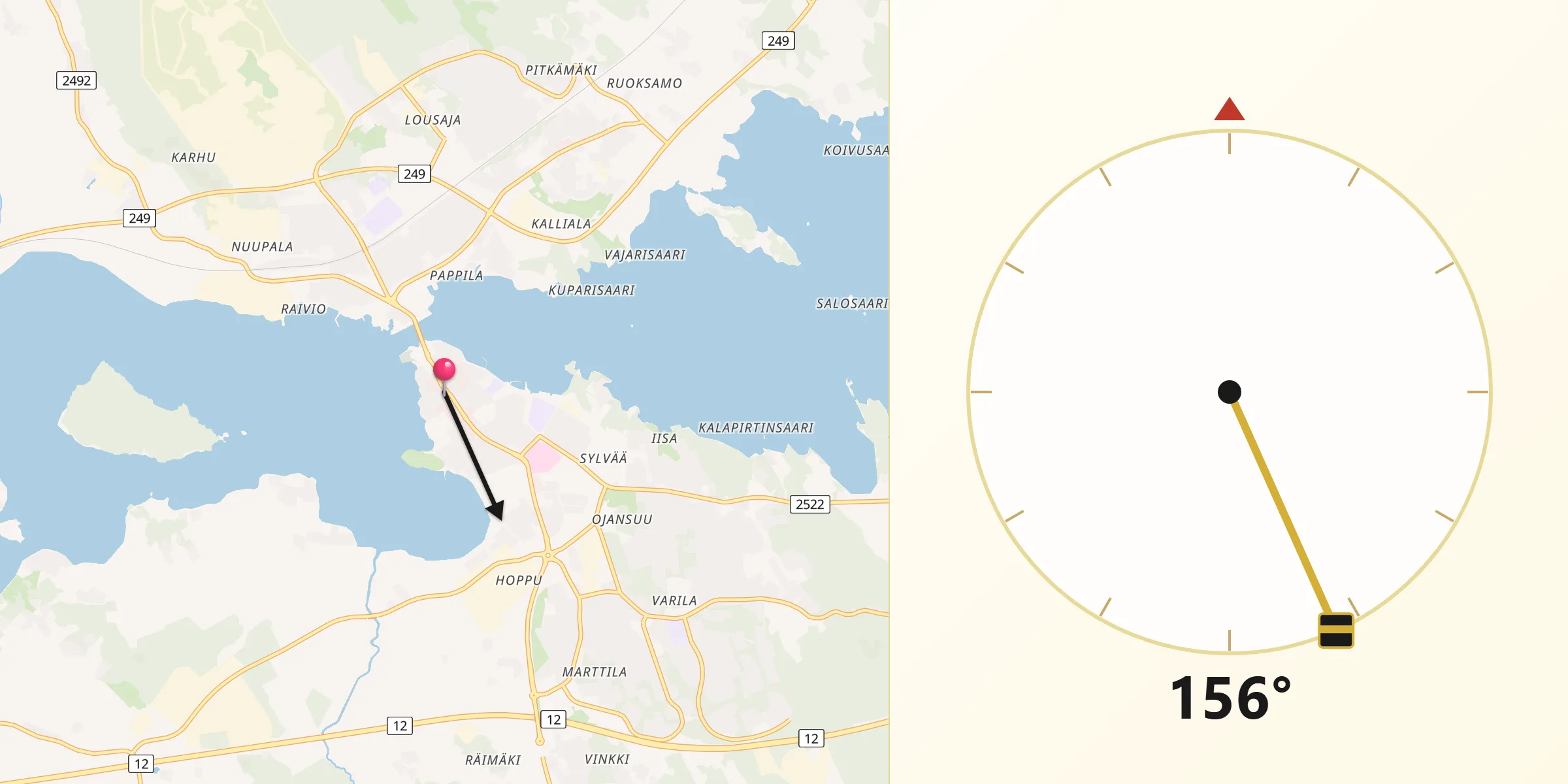 Qibla Riktning från Sastamala