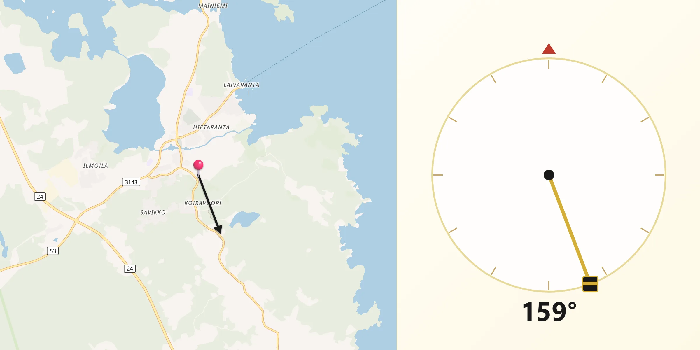 Qibla Riktning från Padasjoki