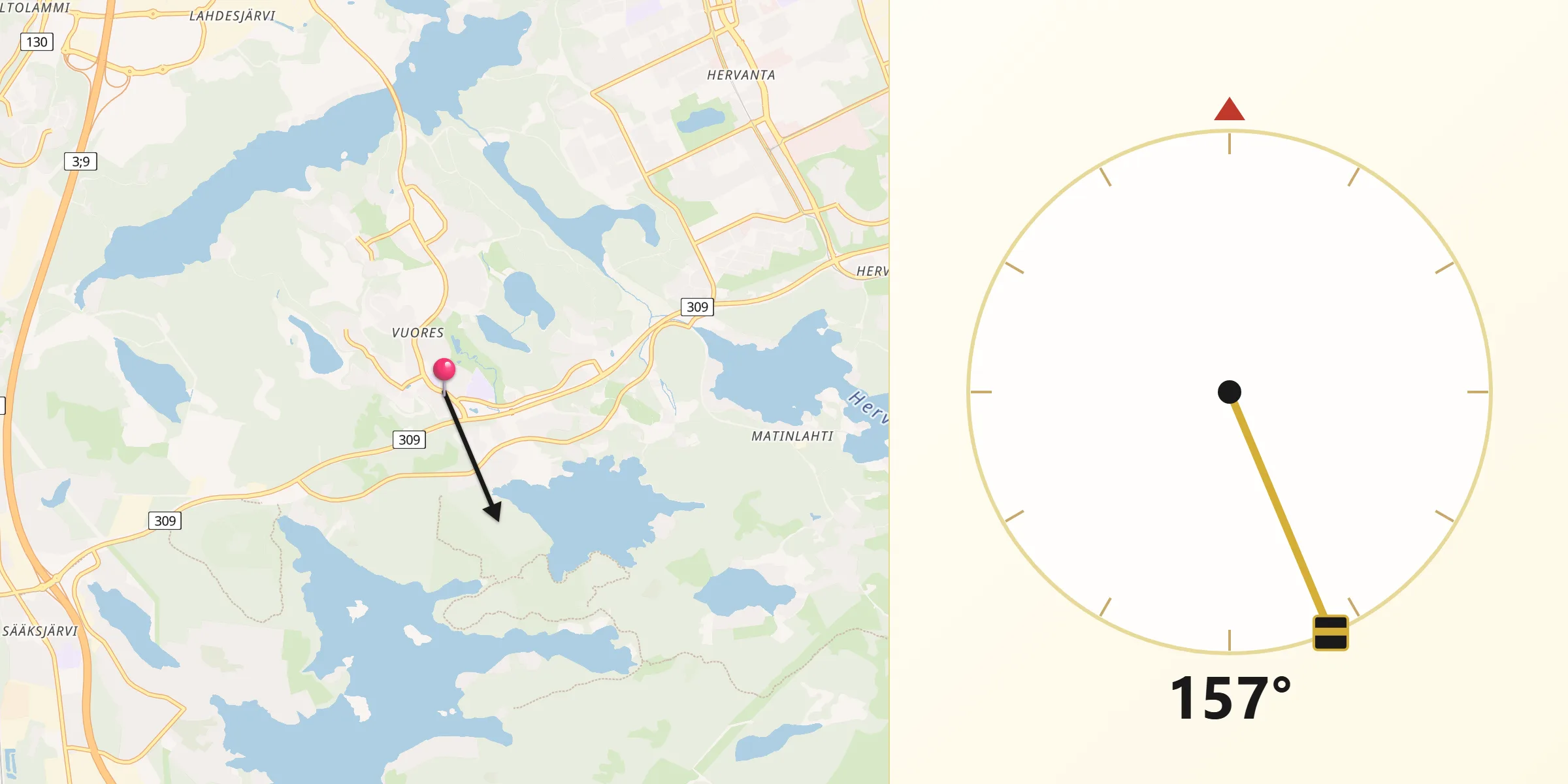 Qibla Riktning från Vuores