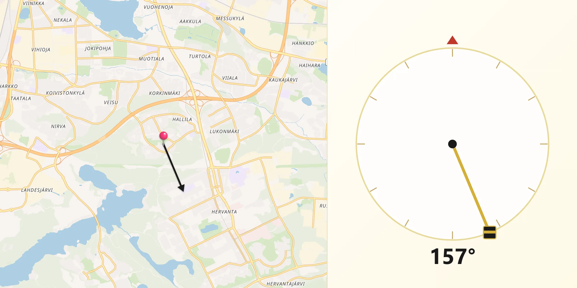 Qibla Riktning från Hallila