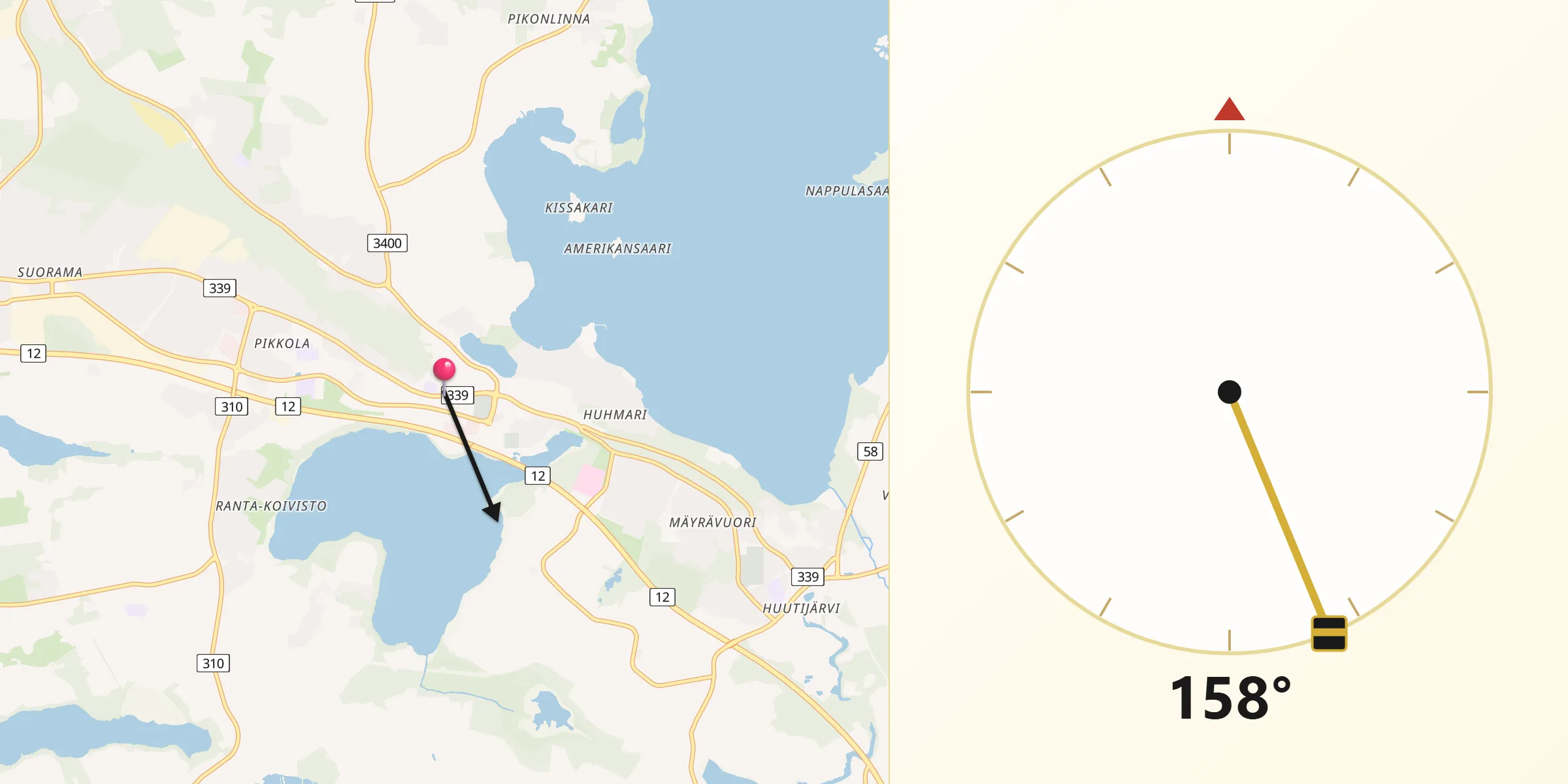 Qibla Riktning från Kangasala