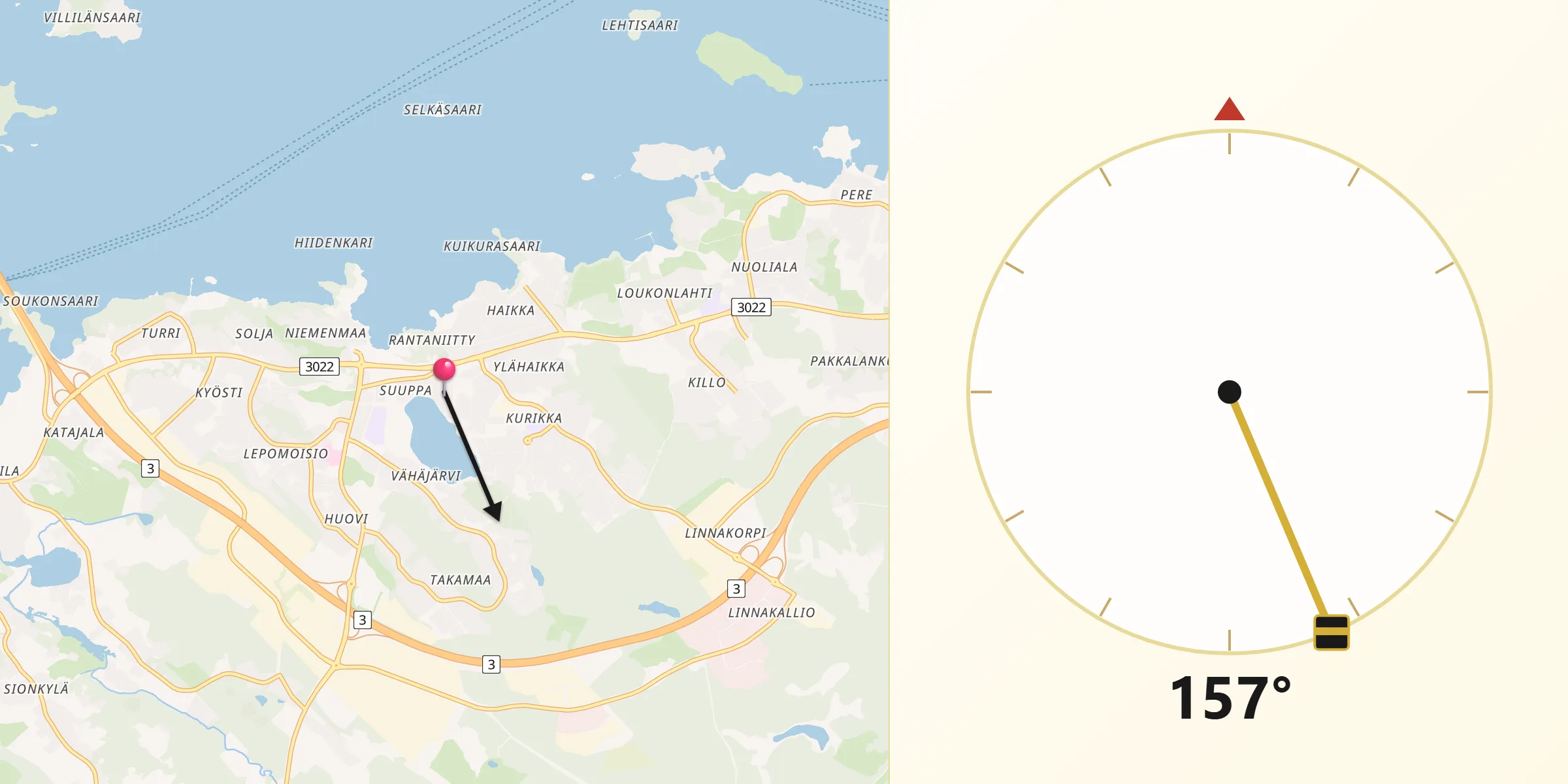 Qibla Riktning från Naistenmatka