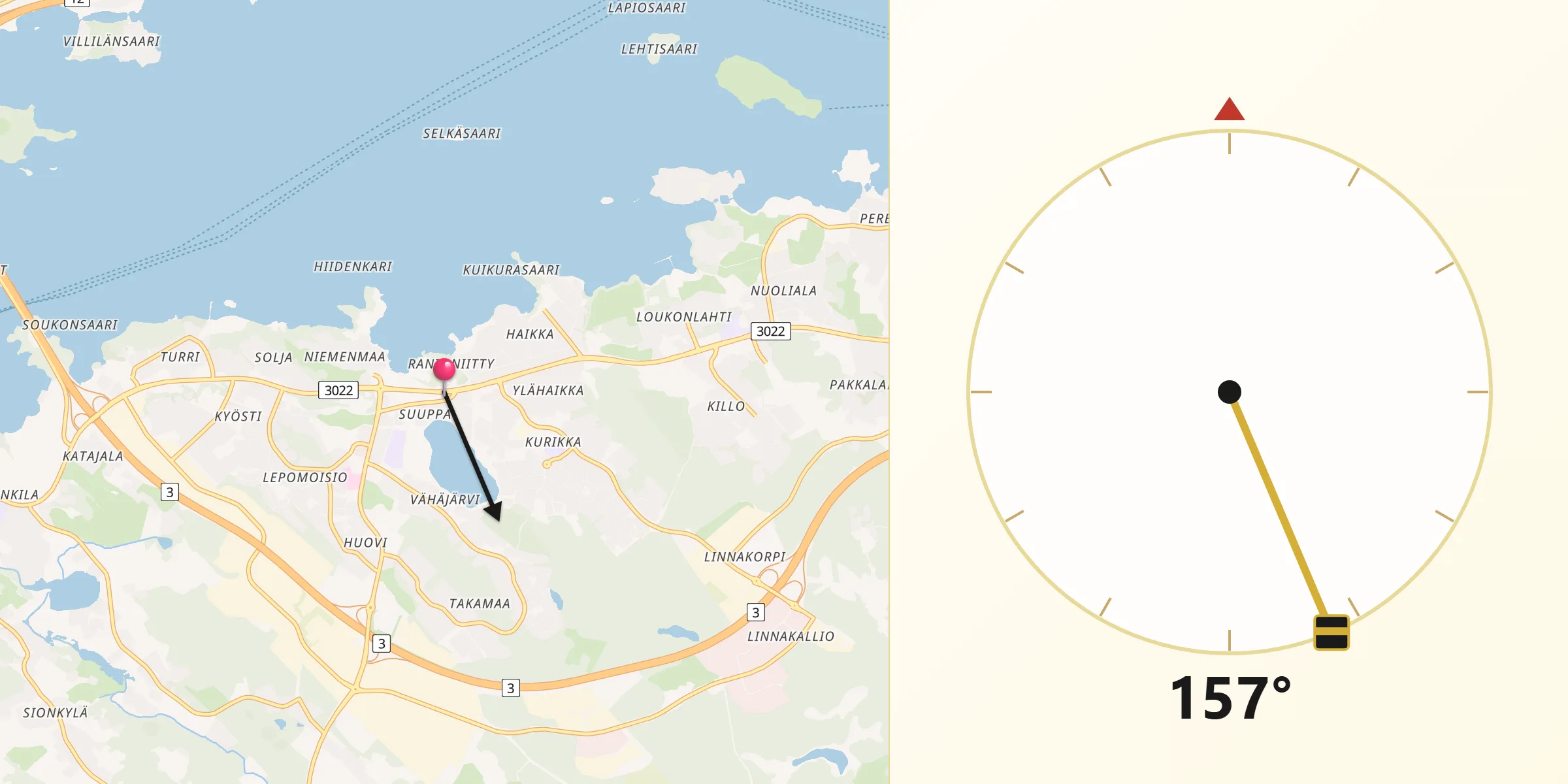 Qibla Riktning från Birkala