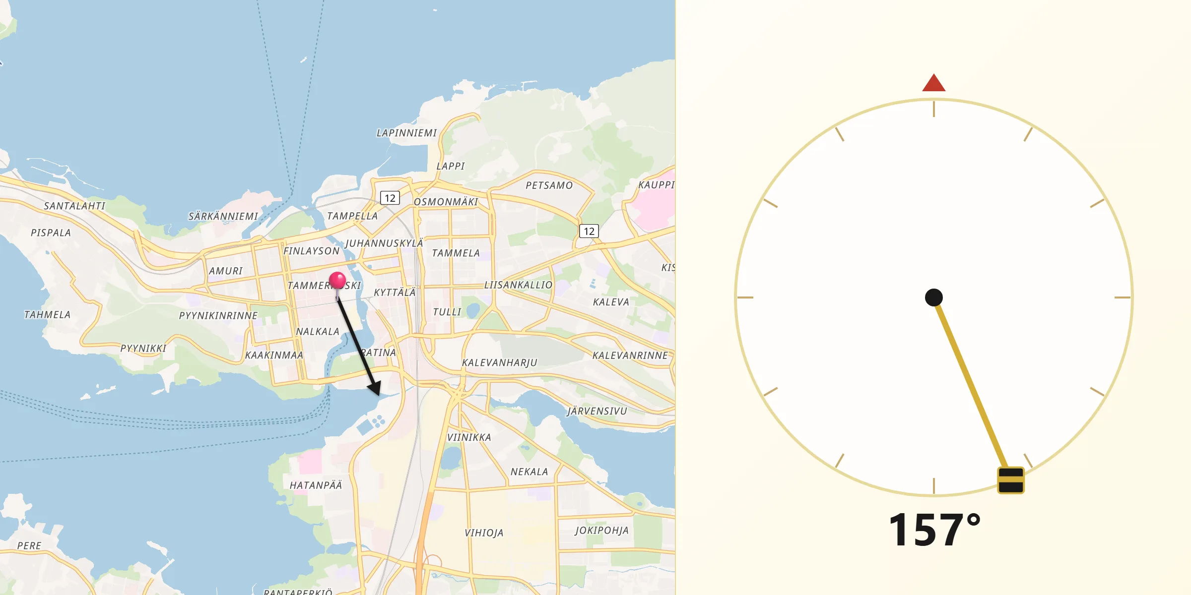 Qibla Riktning från Tammerfors