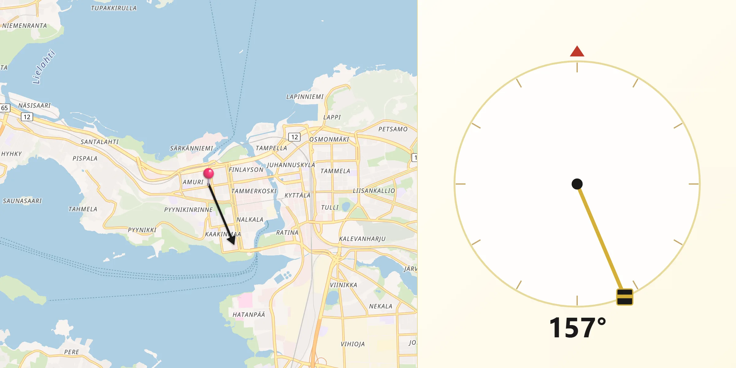 Qibla Riktning från Amuri