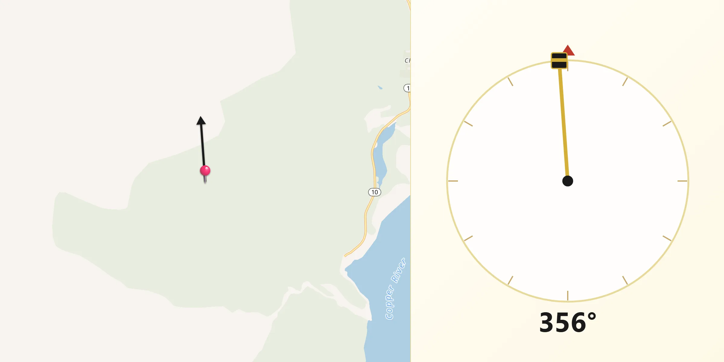 Qibla Direction from Valdez-Cordova Census Area