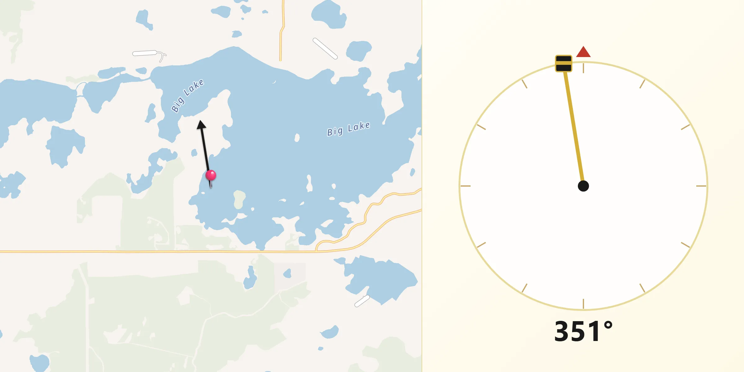 Qibla Direction from Big Lake