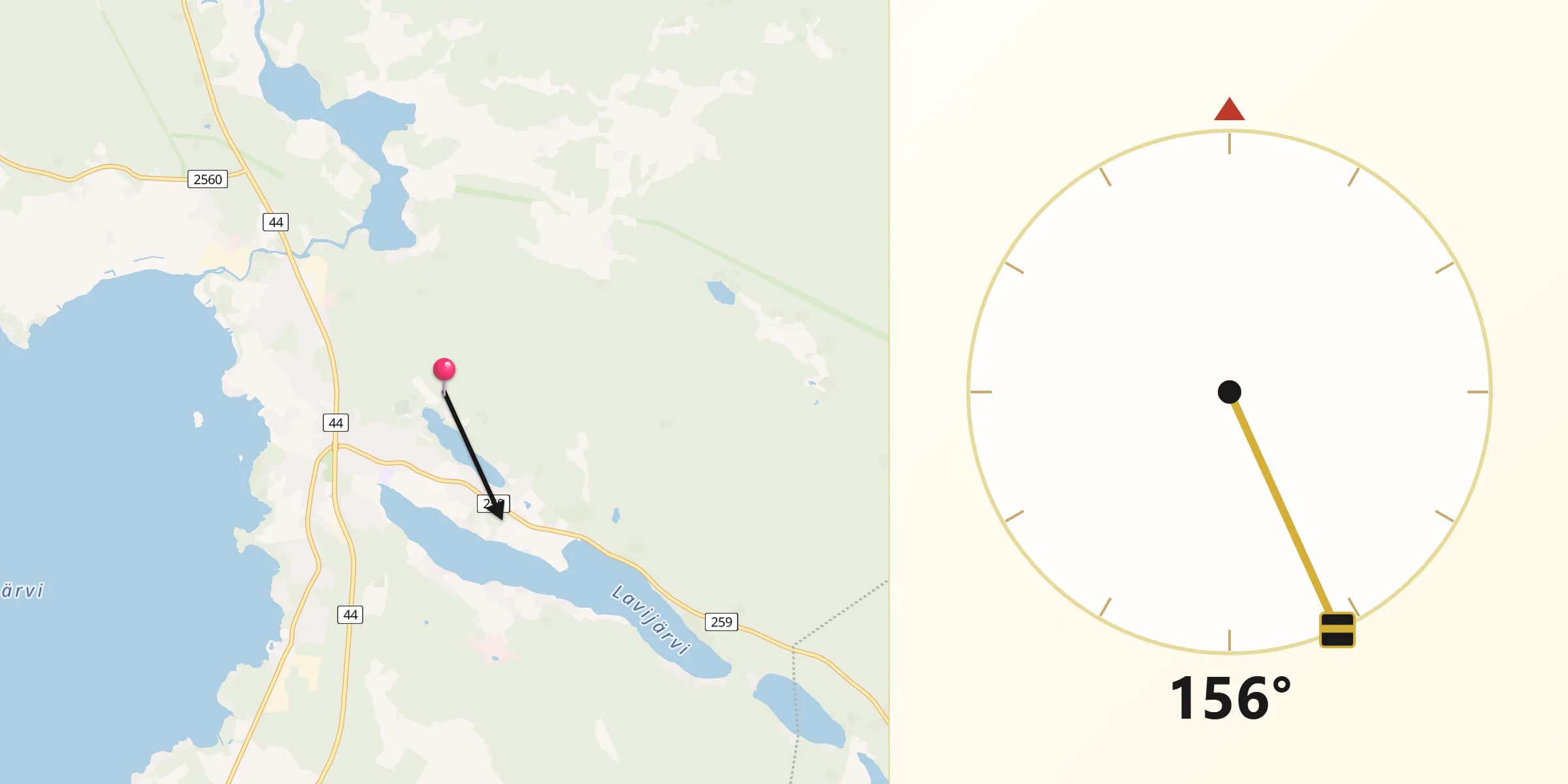 Qibla Riktning från Lavia