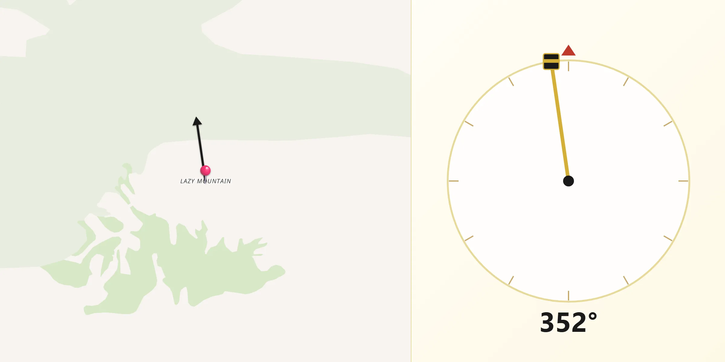 Qibla Direction from Lazy Mountain