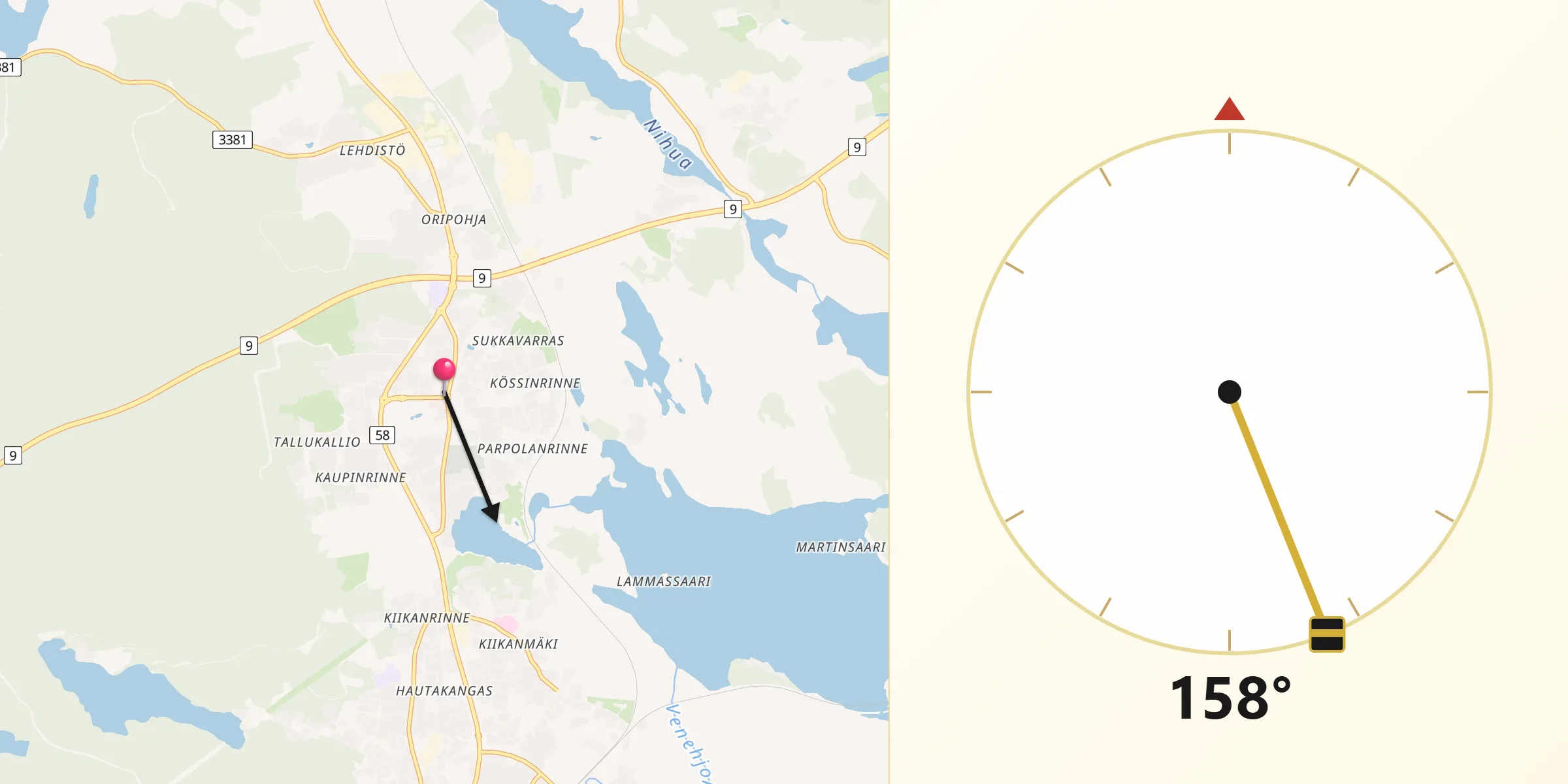 Qibla Riktning från Orivesi