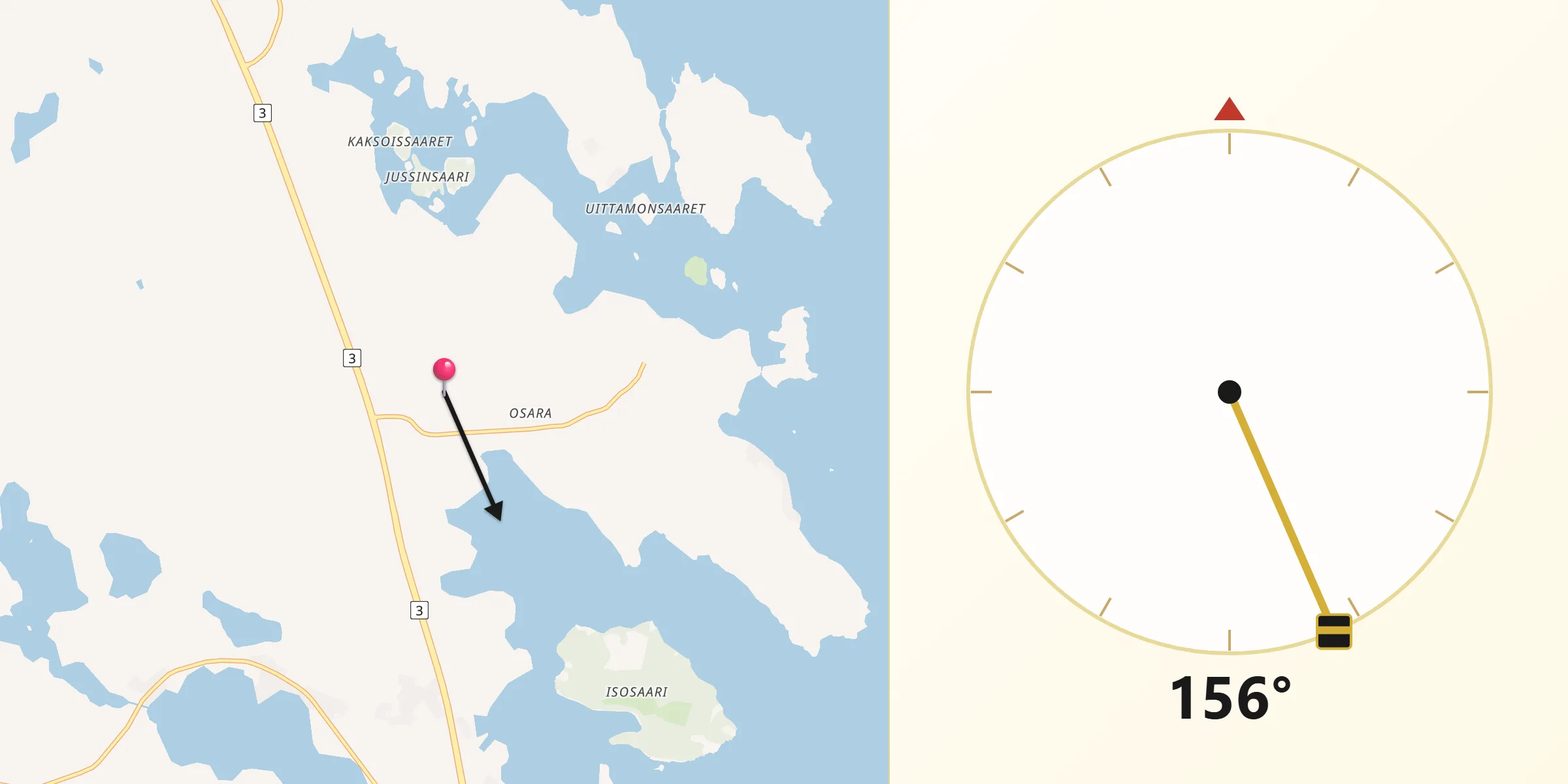 Qibla Riktning från Osara