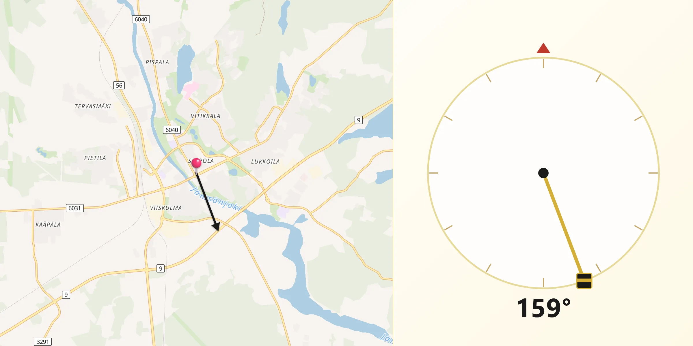 Qibla Riktning från Jämsä
