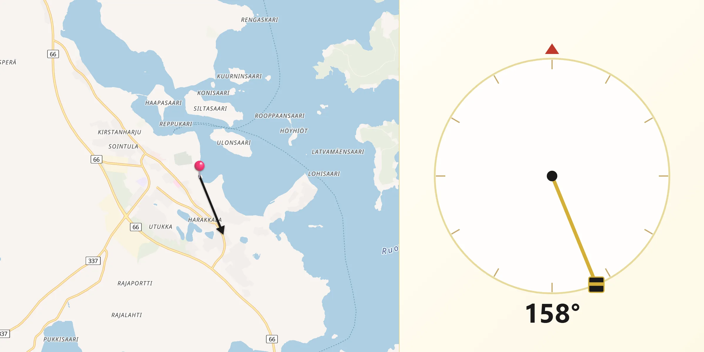Qibla Riktning från Ruovesi