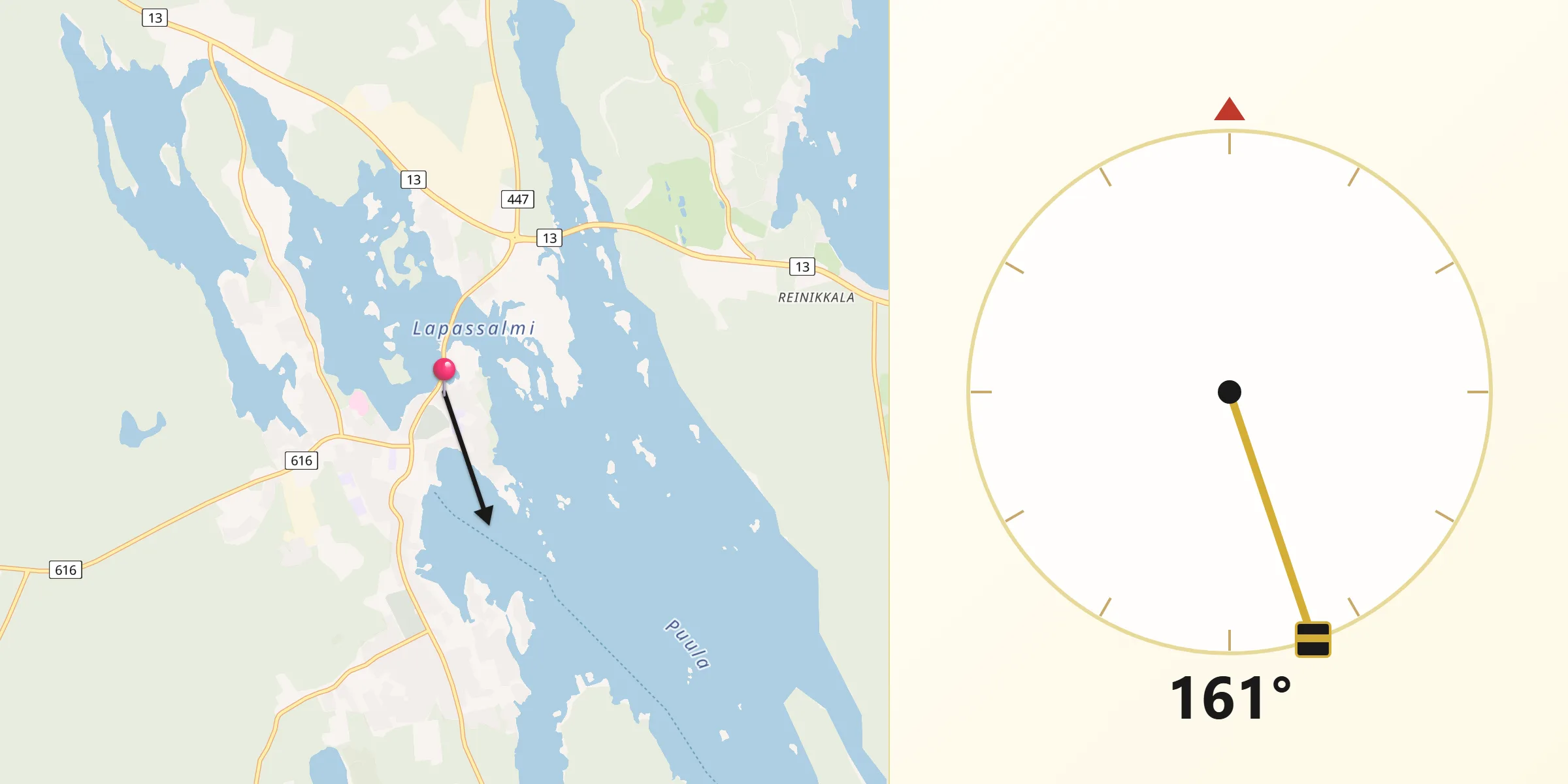 Qibla Riktning från Kangasniemi