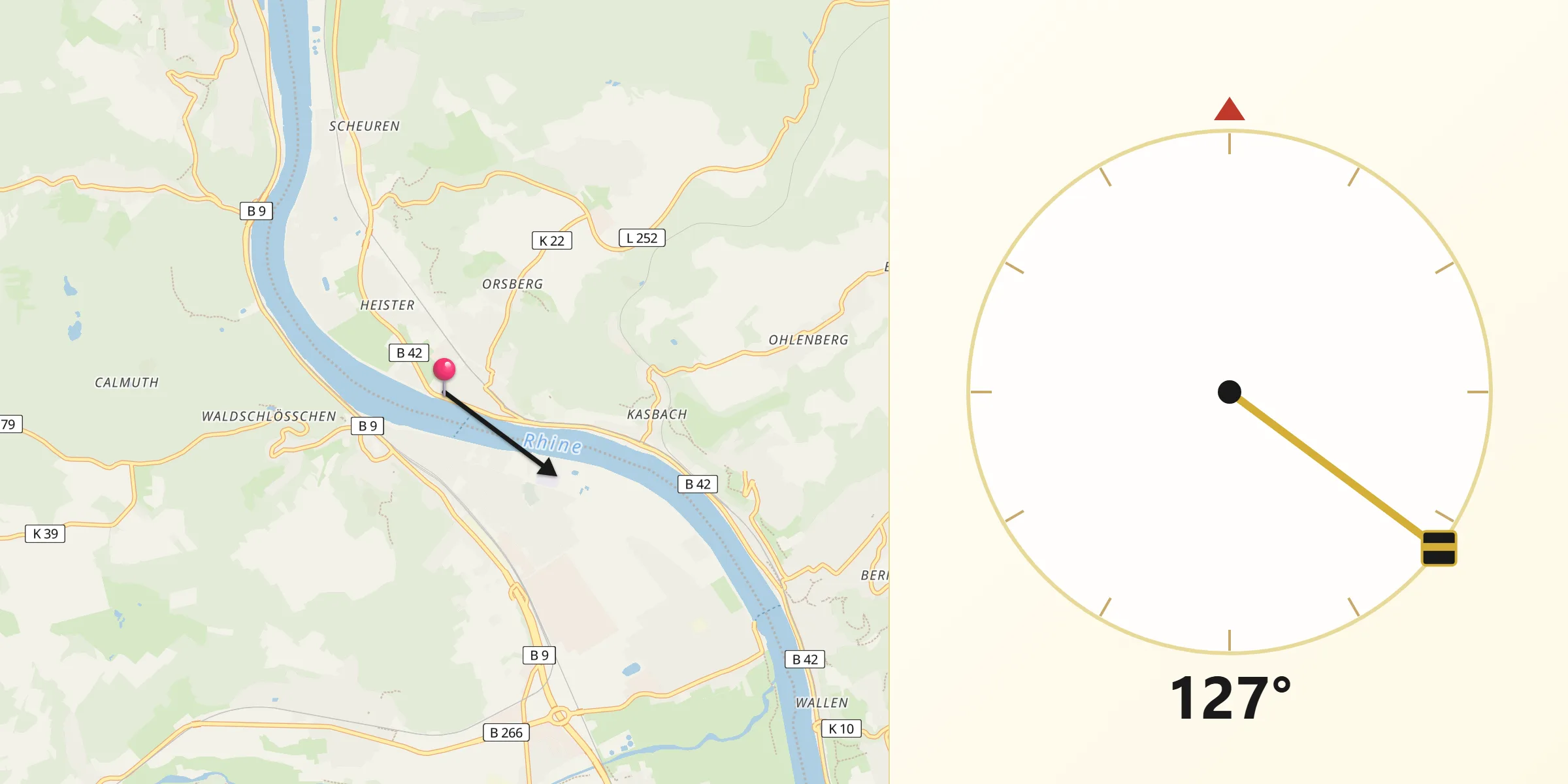 Direction vers la Qibla depuis Saint-Cyr-en-Val
