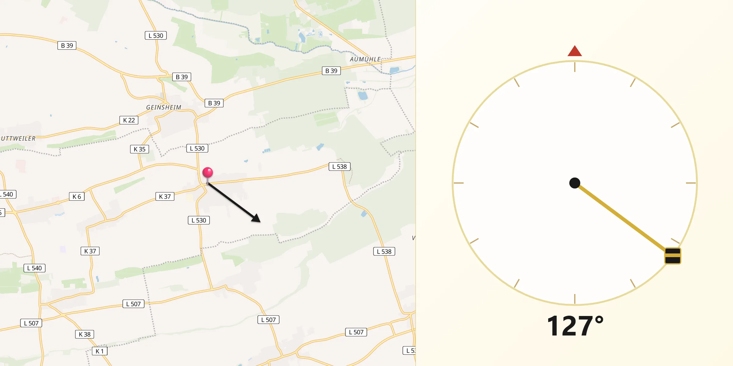 Qibla-Richtung von Gommersheim
