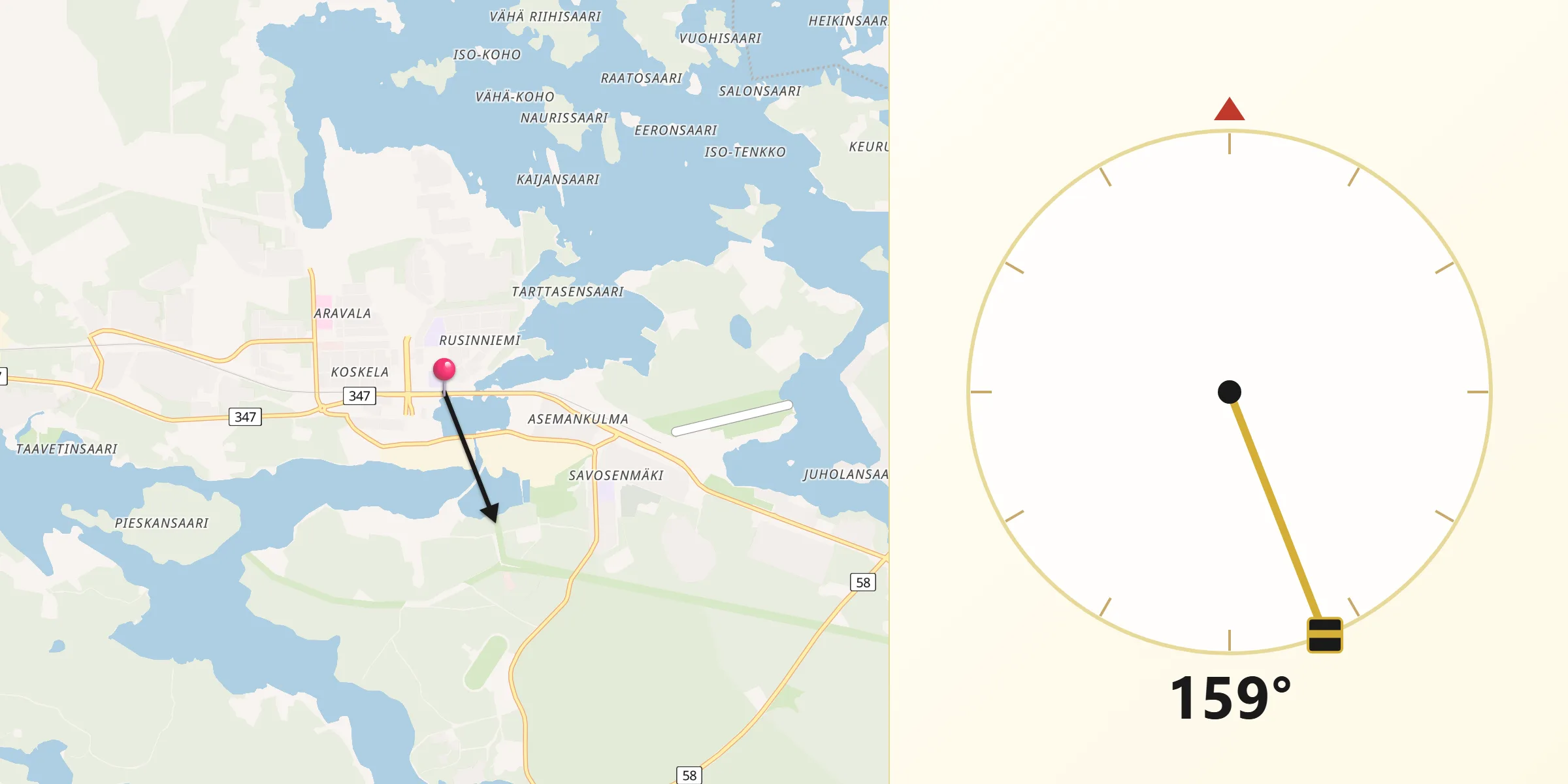 Qibla Riktning från Mänttä