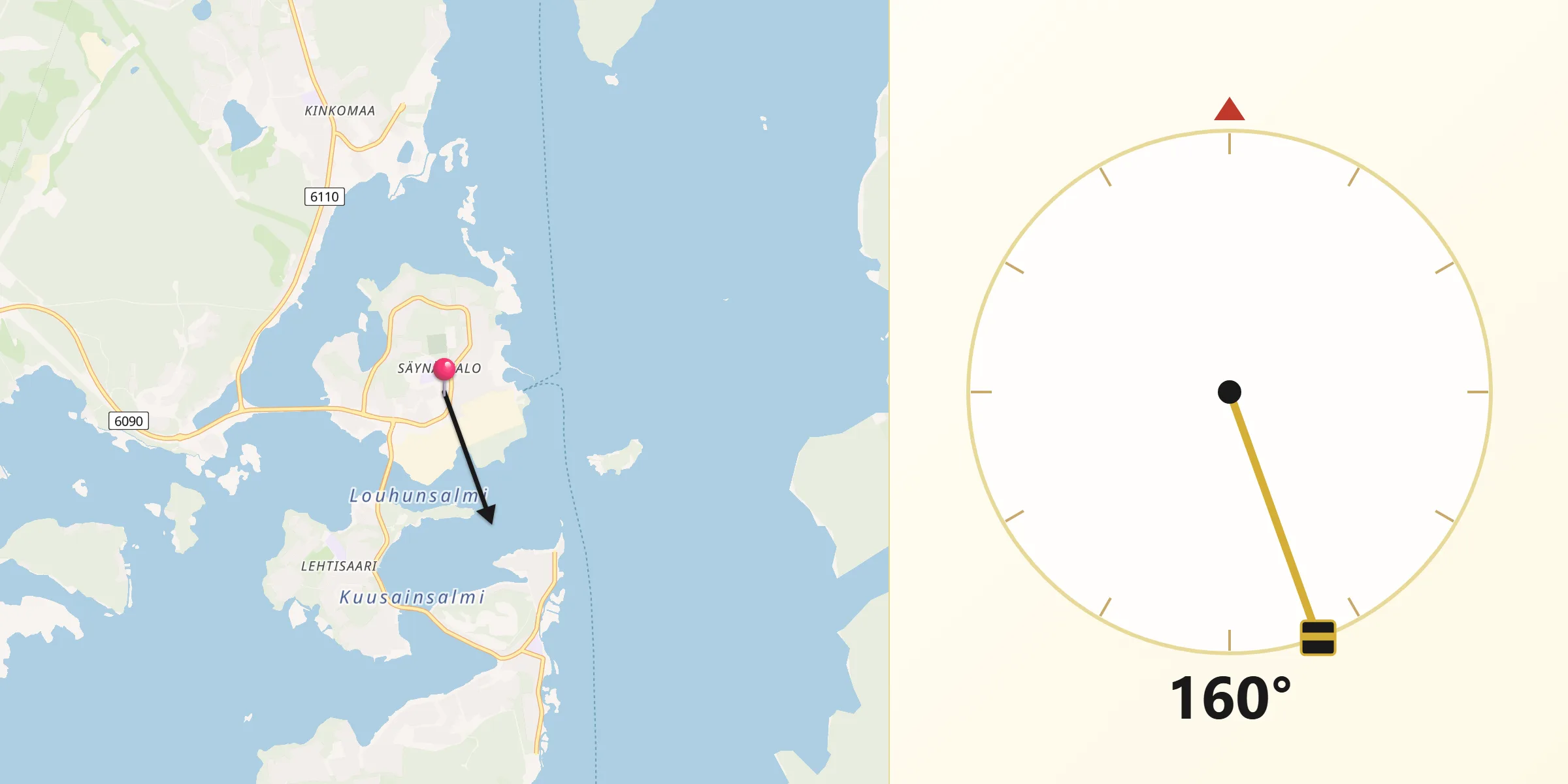 Qibla Riktning från Säynätsalo