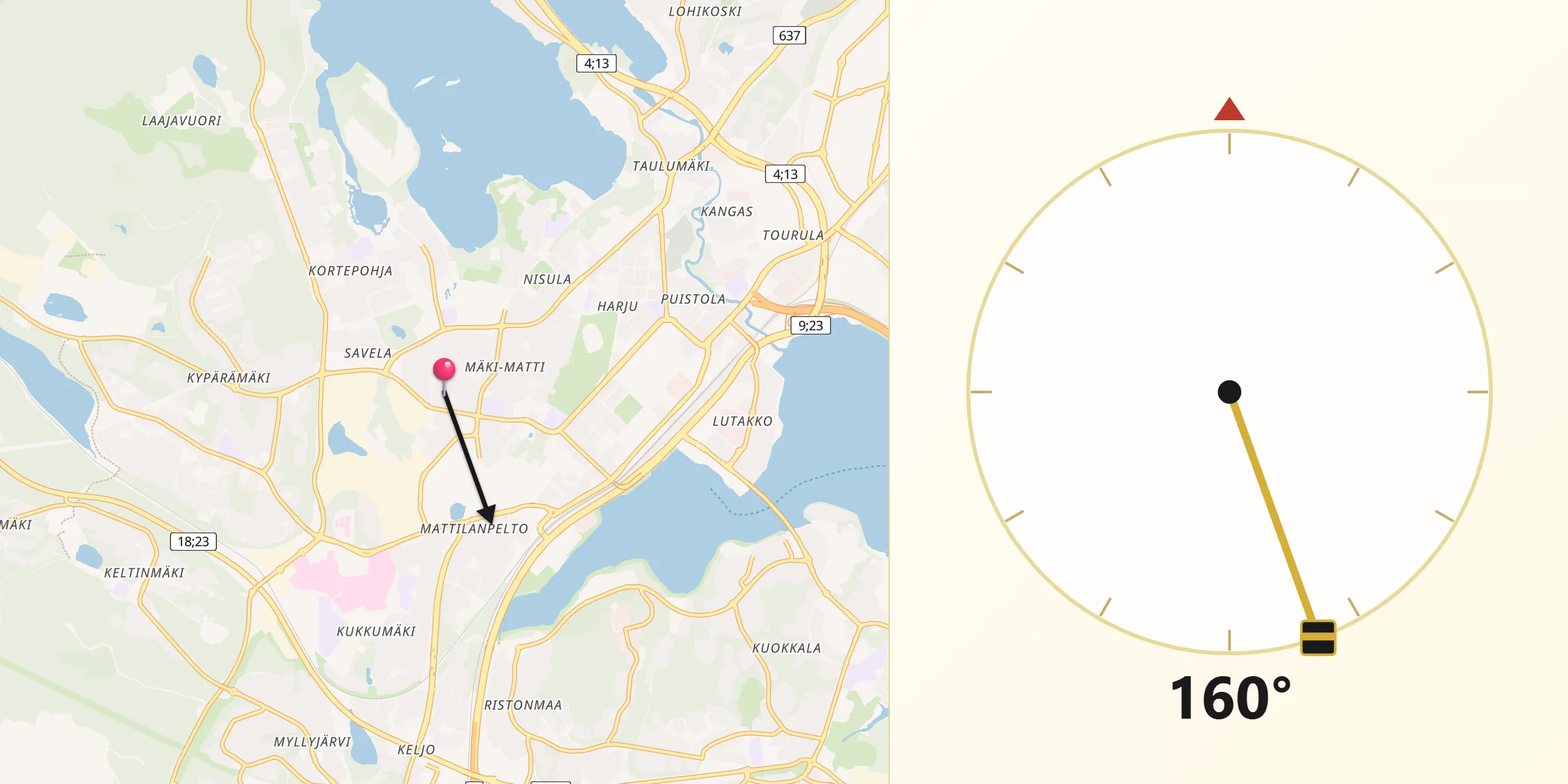 Qibla Riktning från Jyväskylä