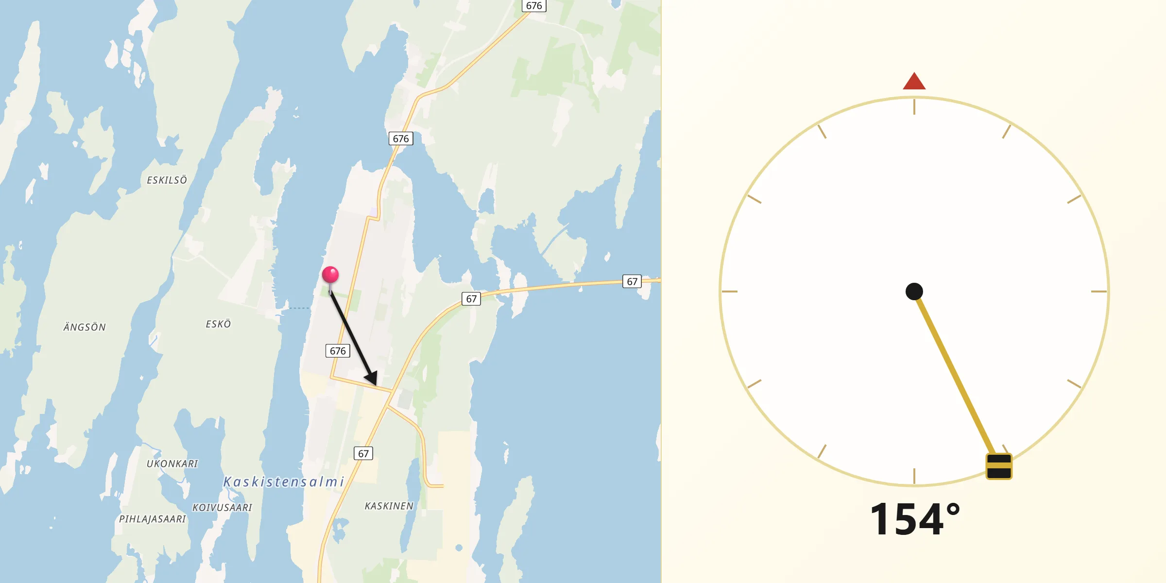 Qibla Riktning från Kaskinen