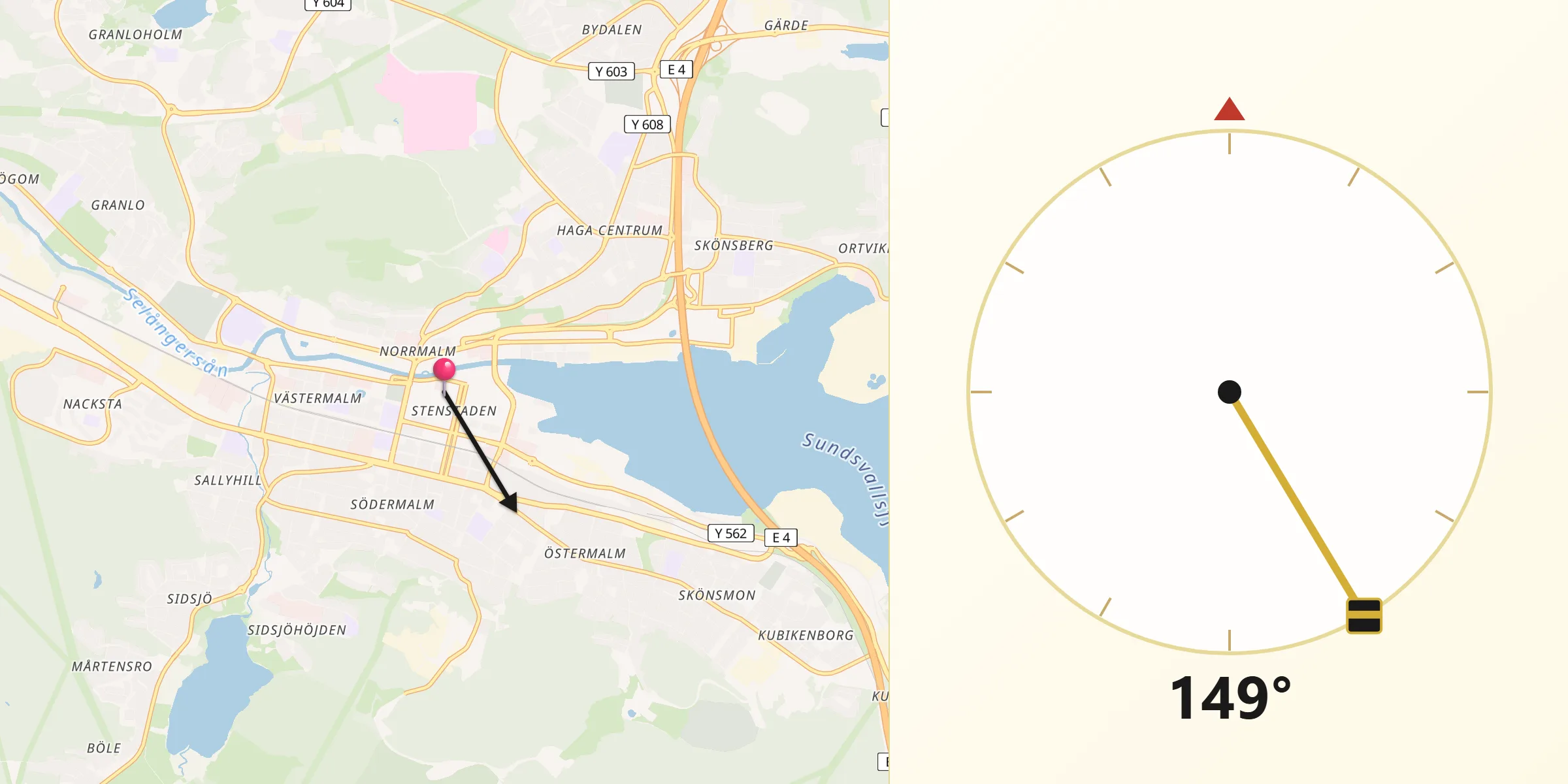 Qibla Riktning från Sundsvall