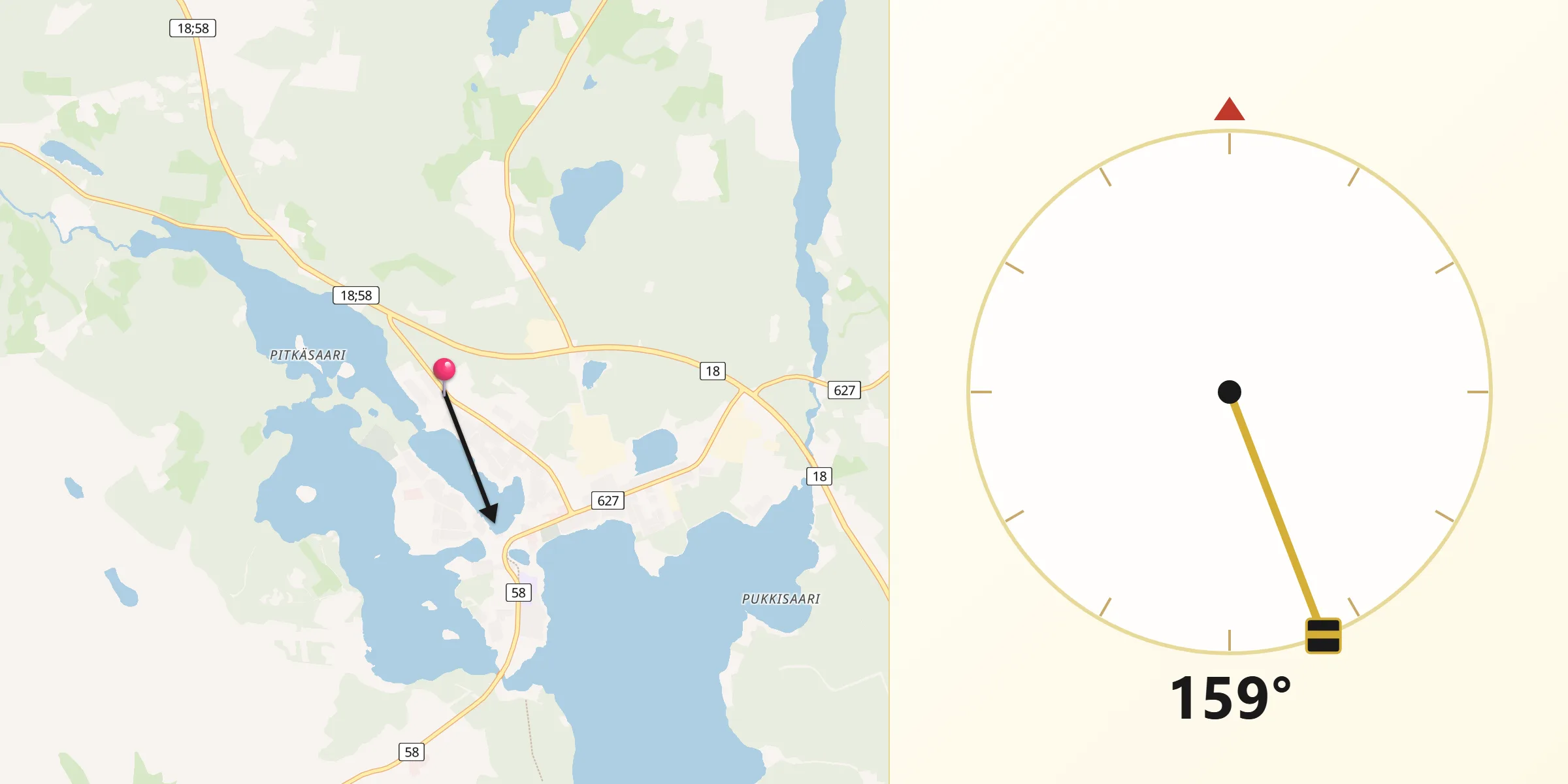 Qibla Riktning från Multia
