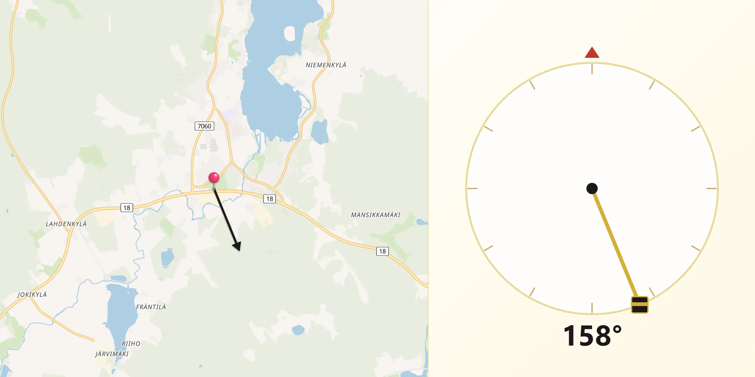 Qibla Riktning från Töysä