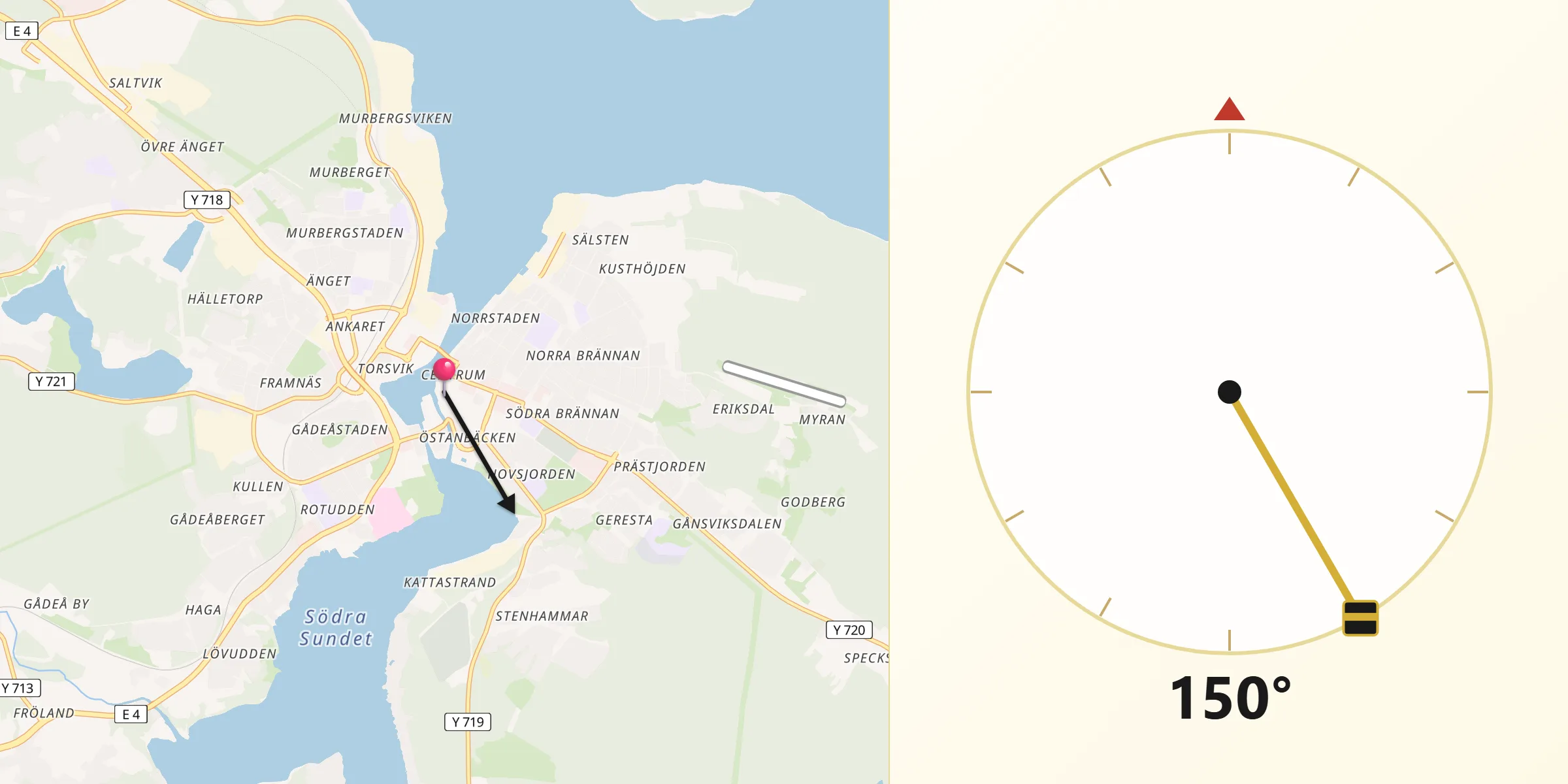 Qibla Riktning från Härnösand