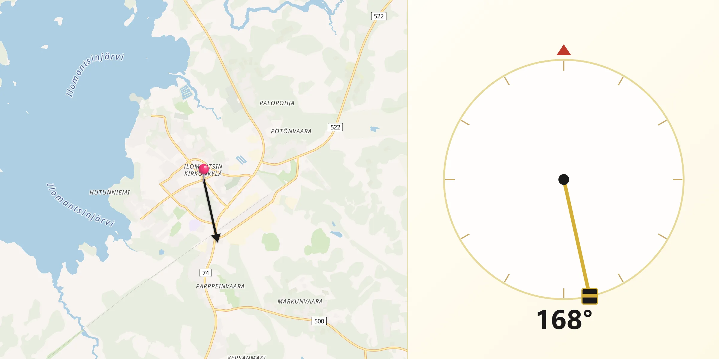 Qibla Riktning från Ilomantsi