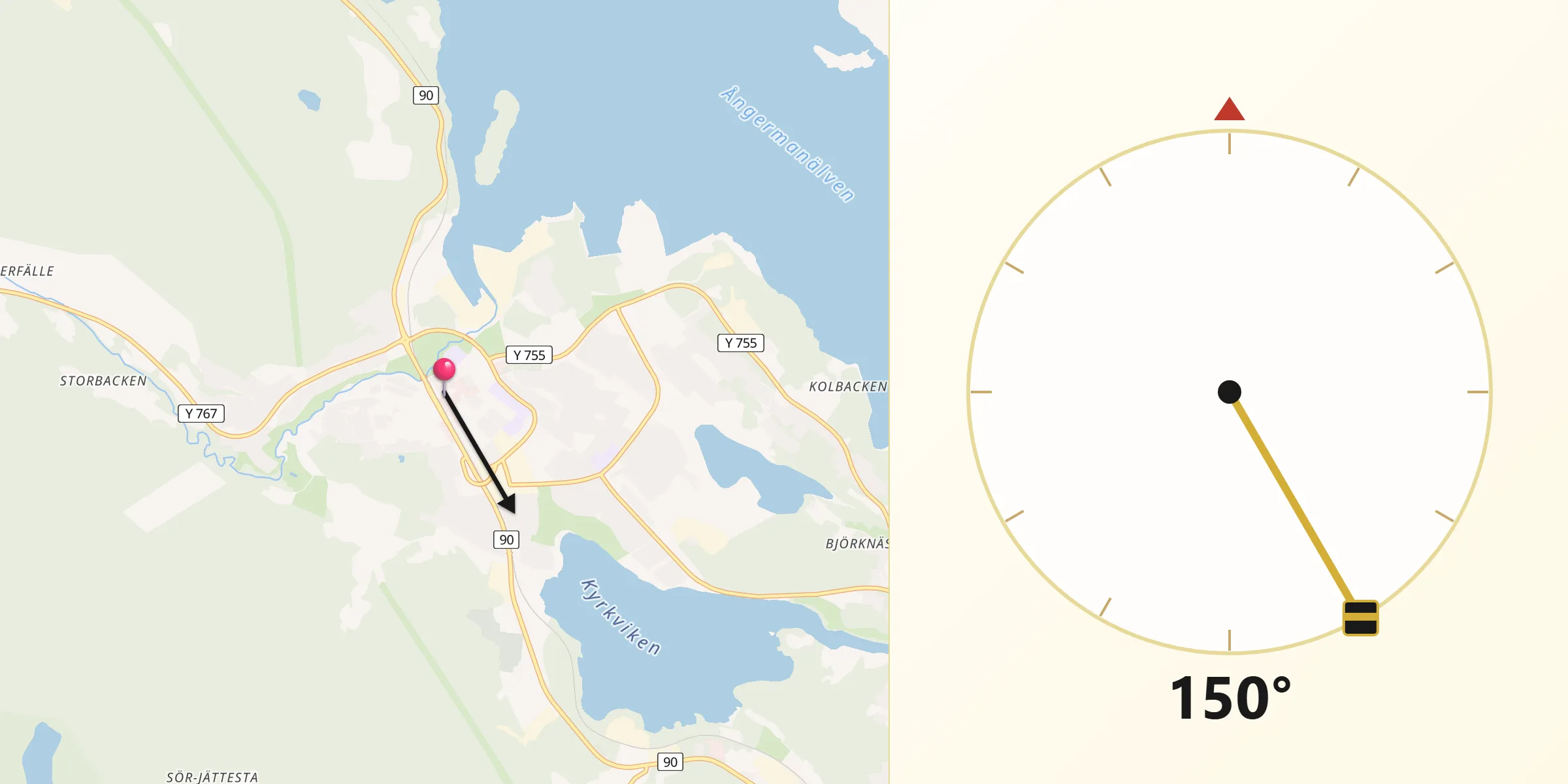 Qibla Riktning från Kramfors