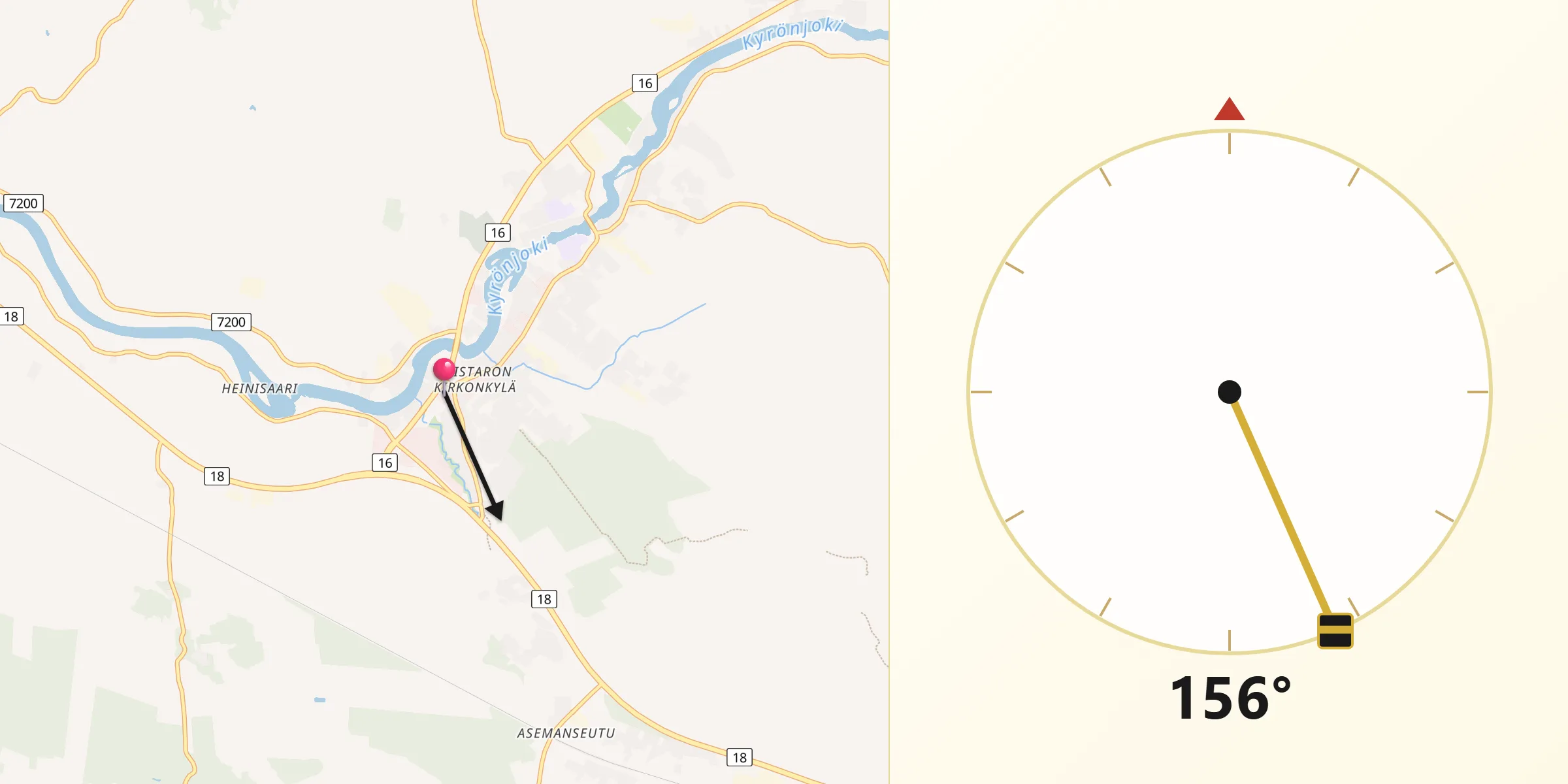Qibla Riktning från Ylistaro