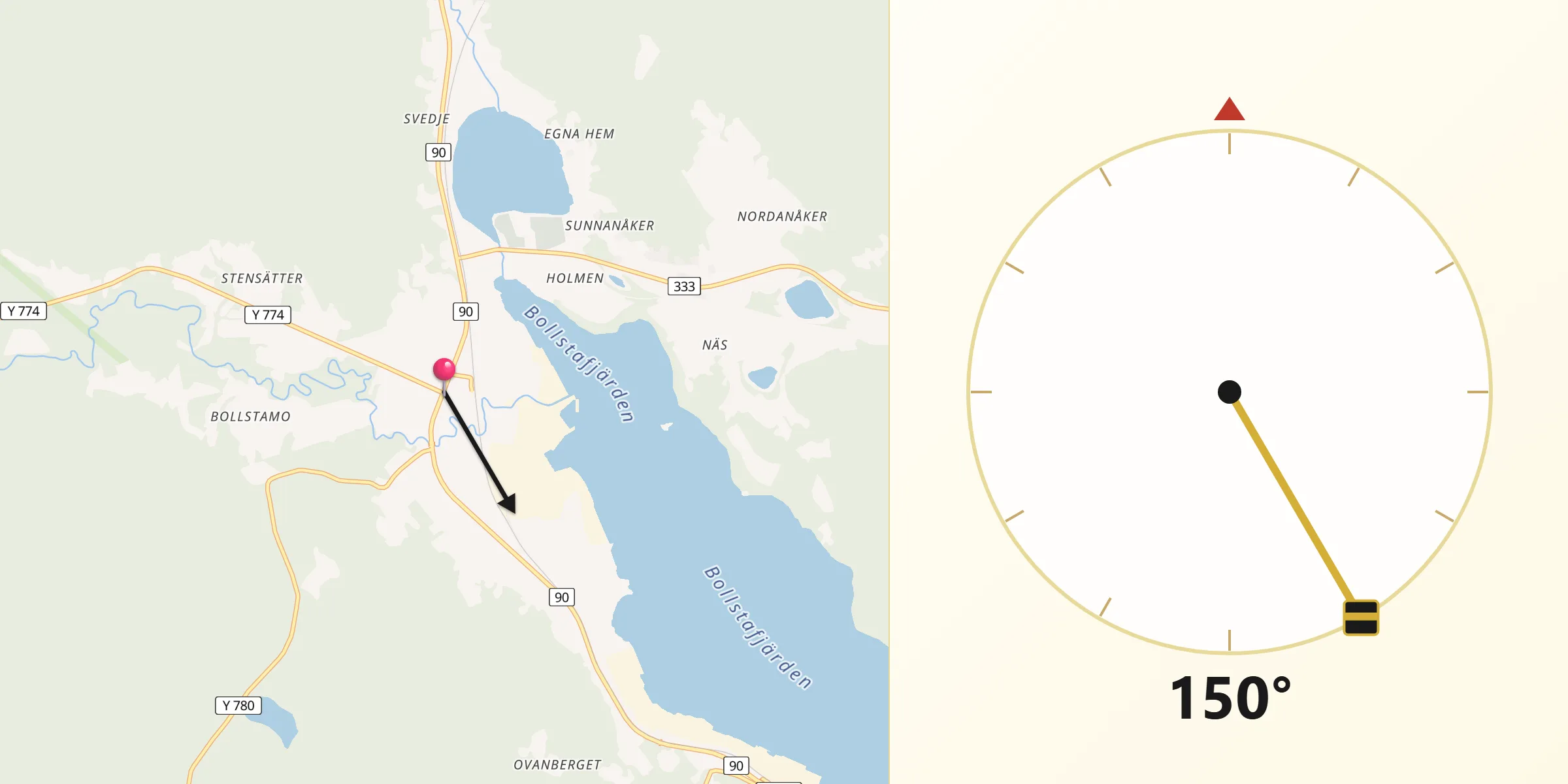 Qibla Riktning från Bollstabruk