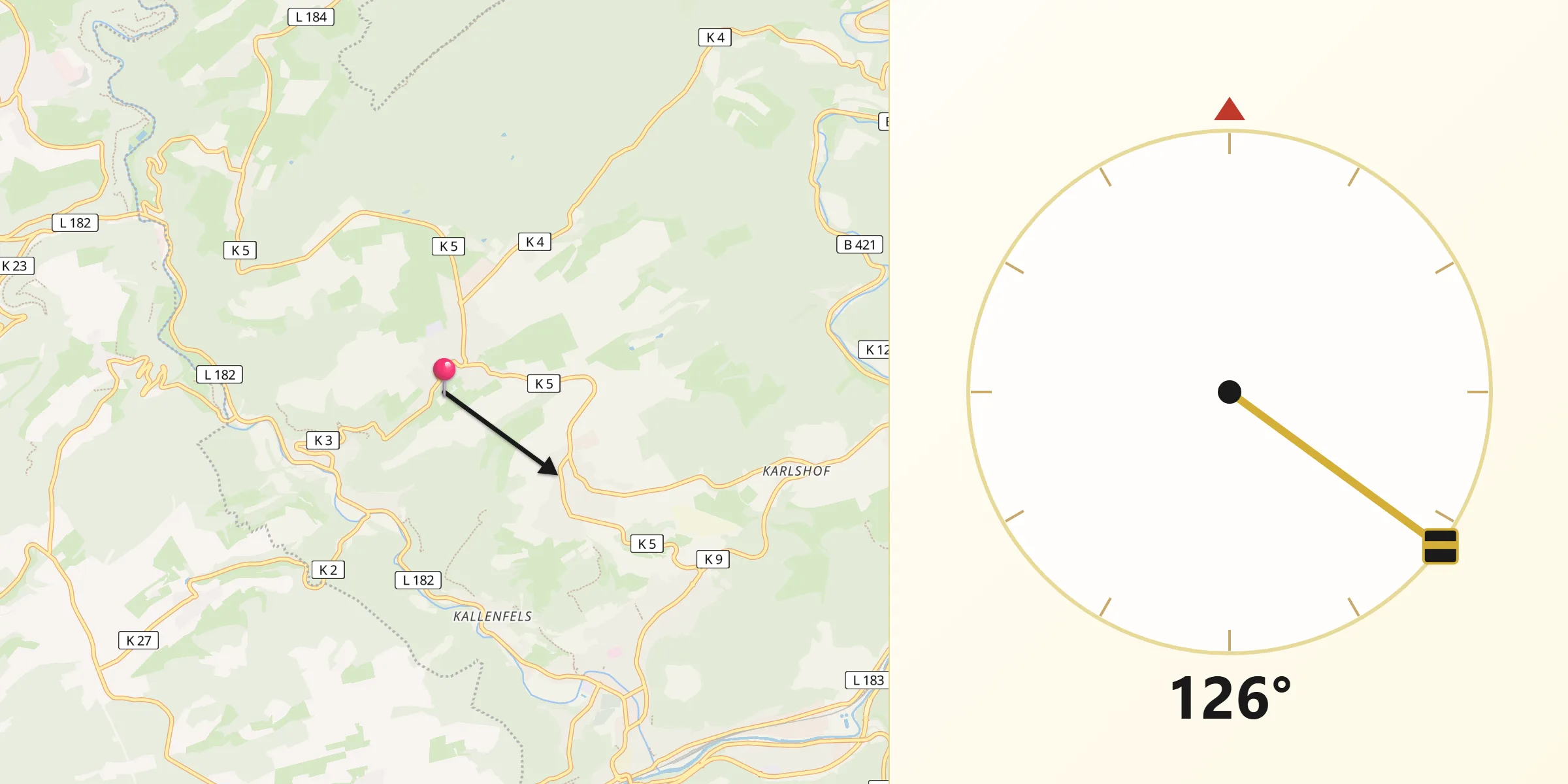 Direzione della Qibla da Pescarolo