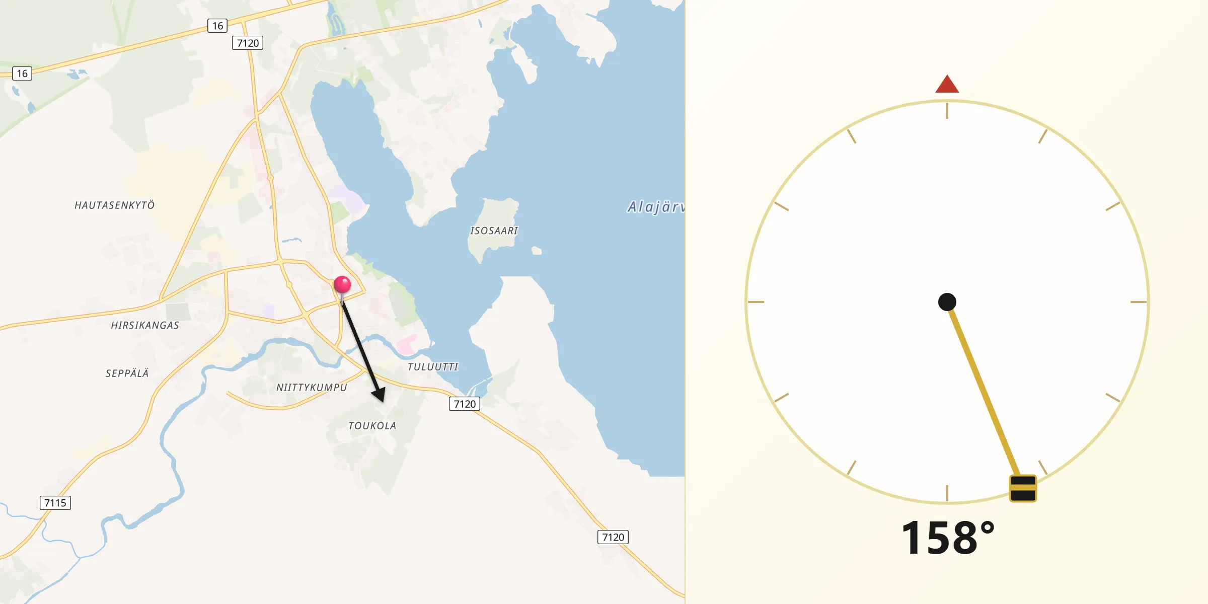 Qibla Riktning från Alajärvi