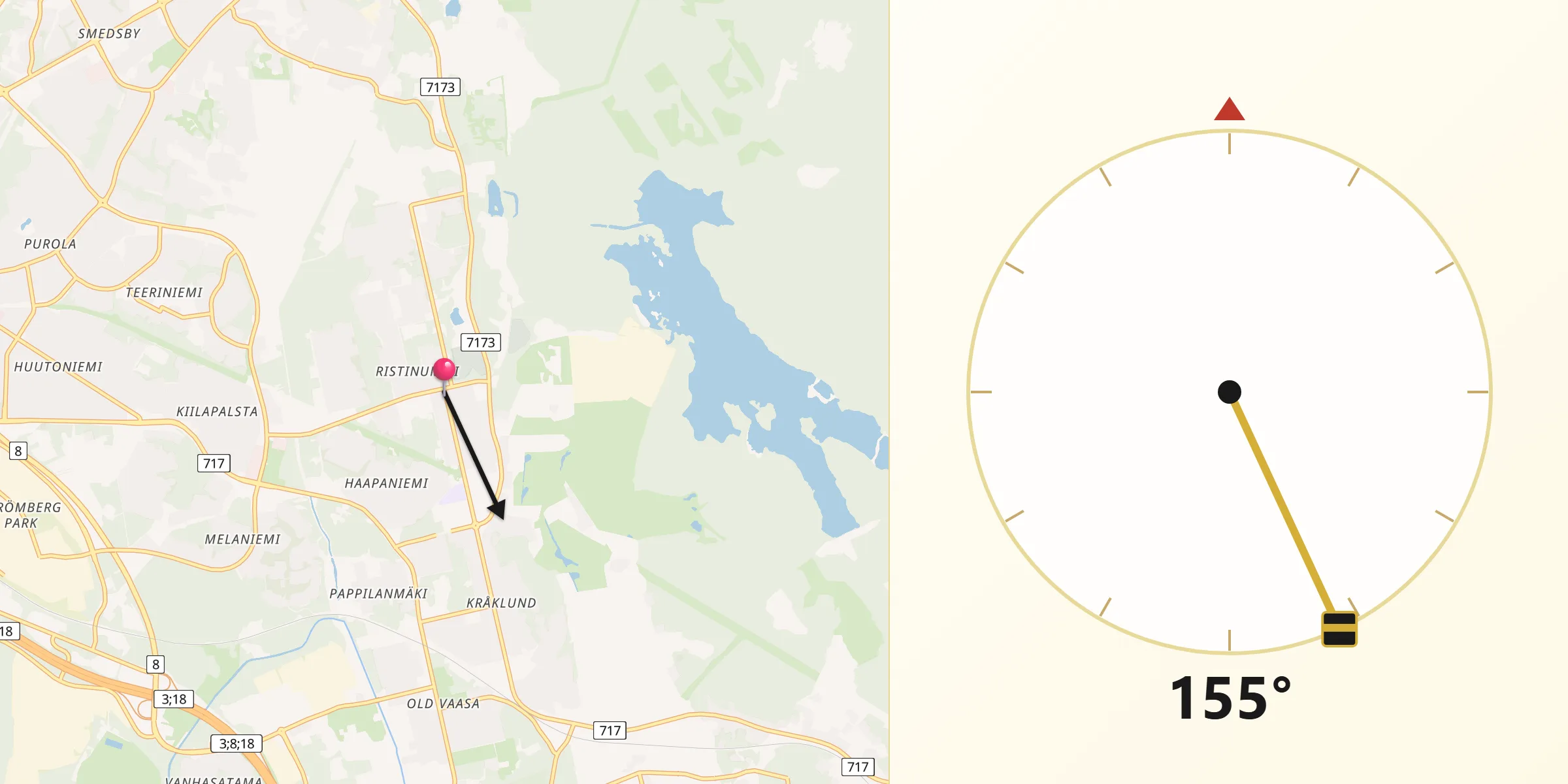 Qibla Riktning från Ristinummi