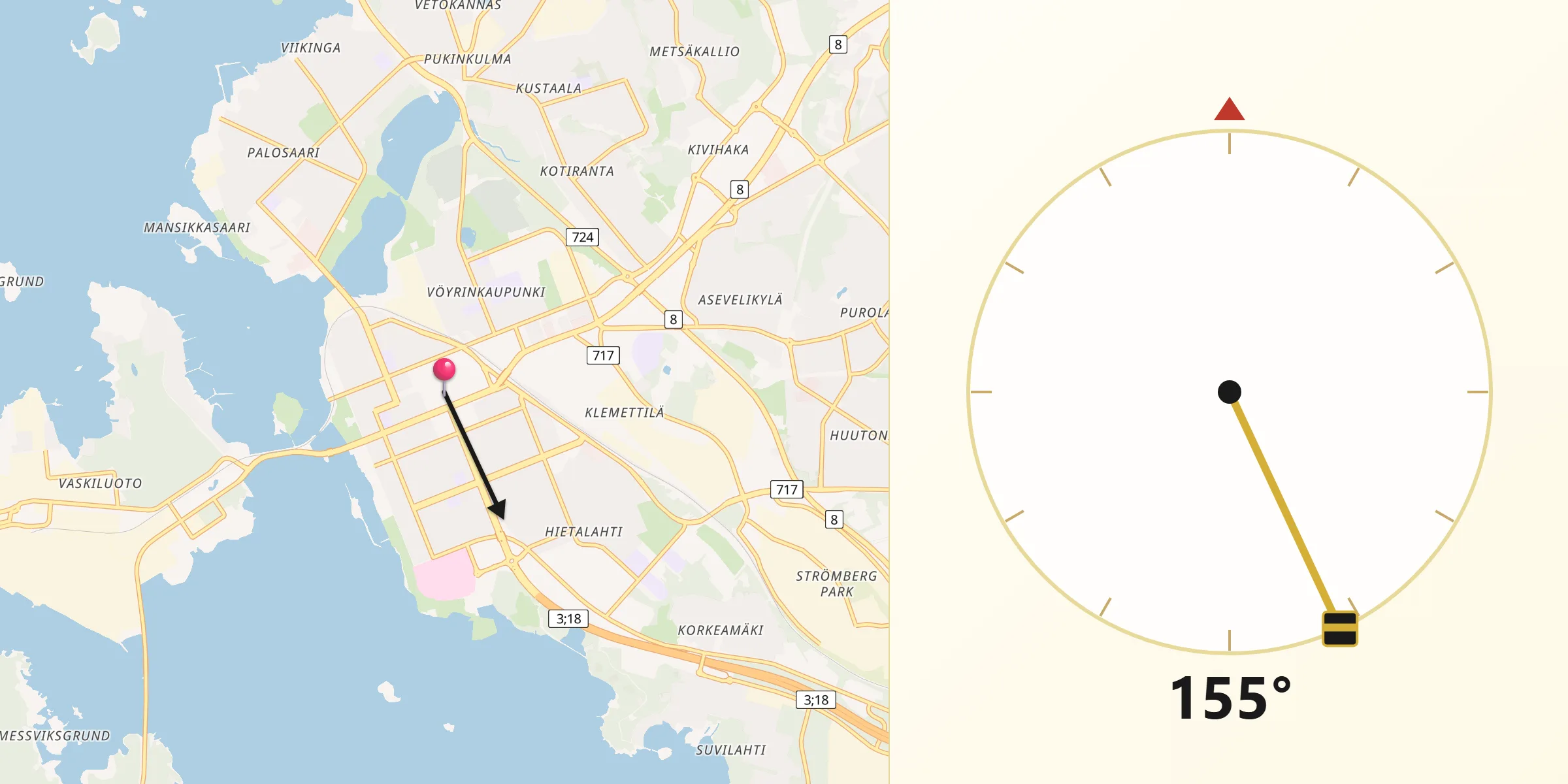 Qibla Riktning från Vasa