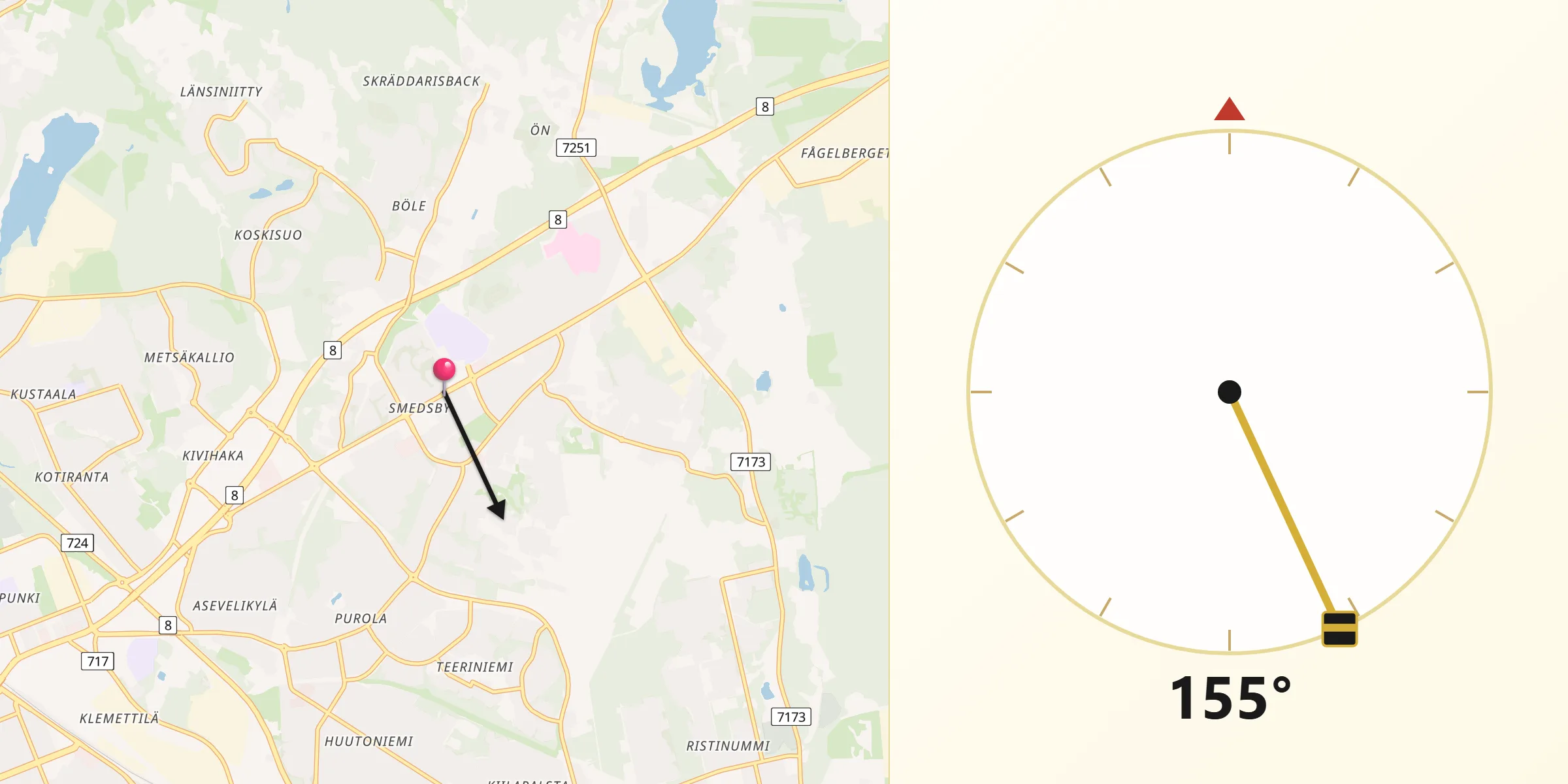 Qibla Riktning från Korsholm