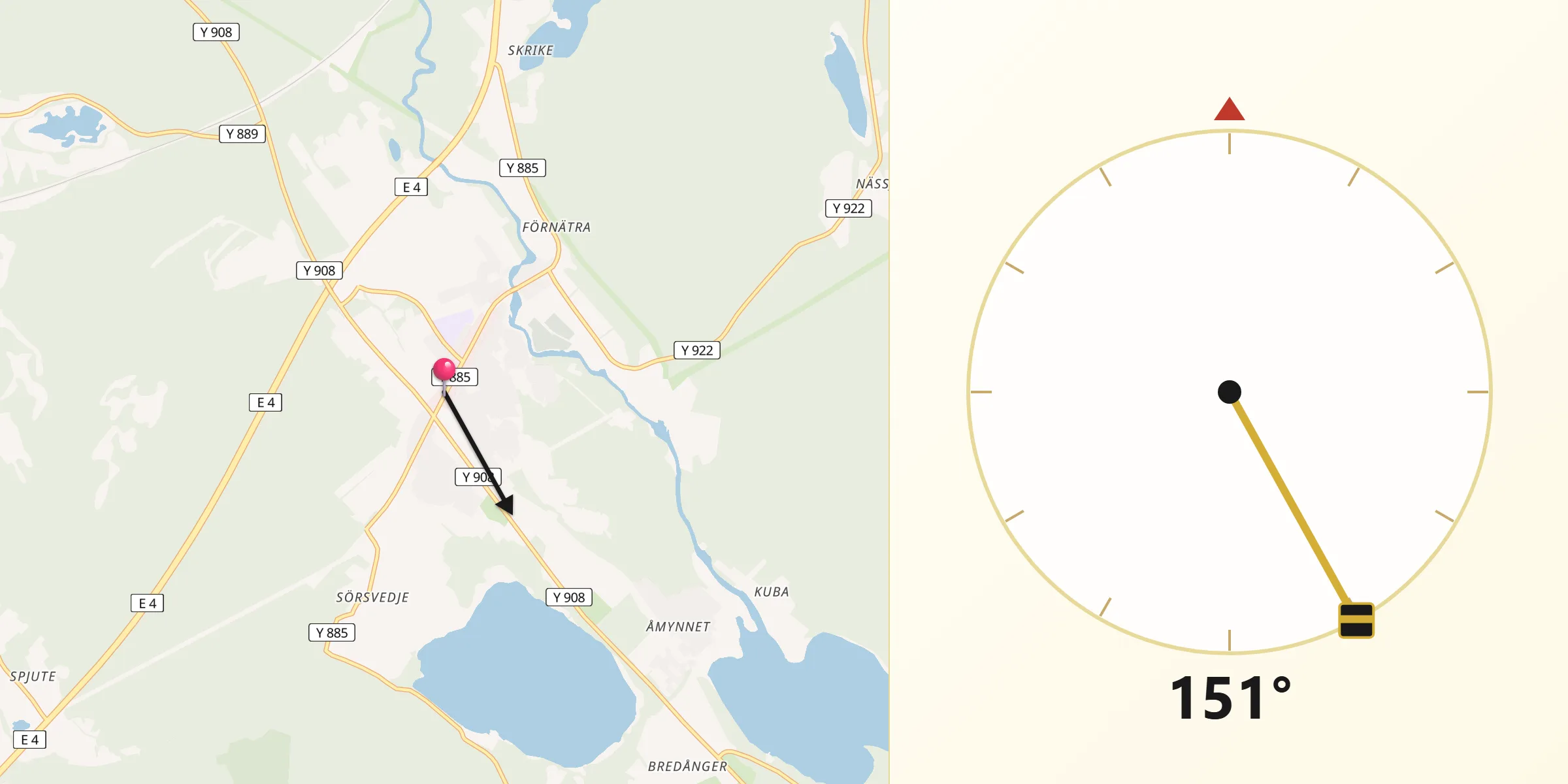 Qibla Riktning från Bjästa