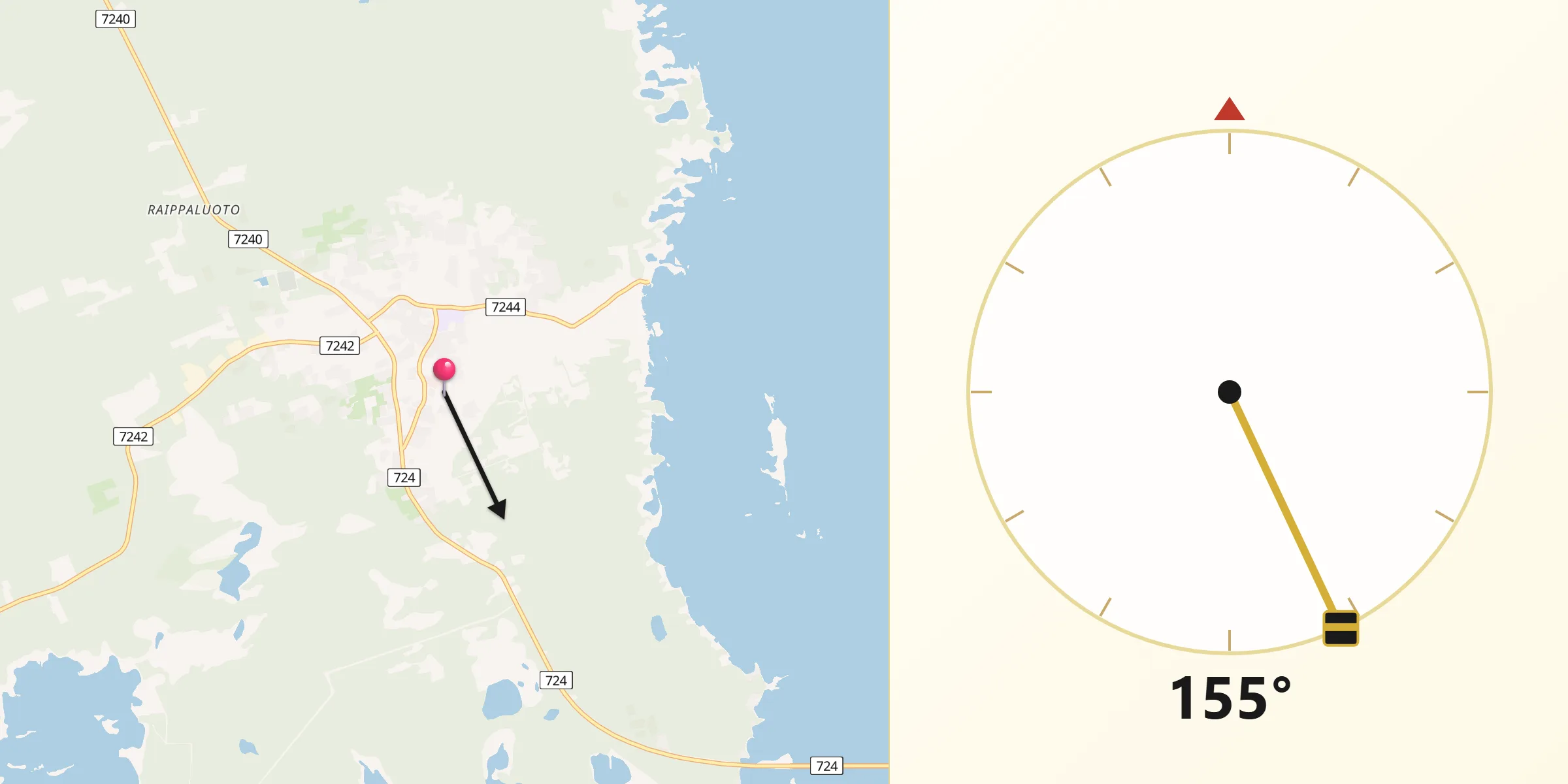 Qibla Riktning från Replot