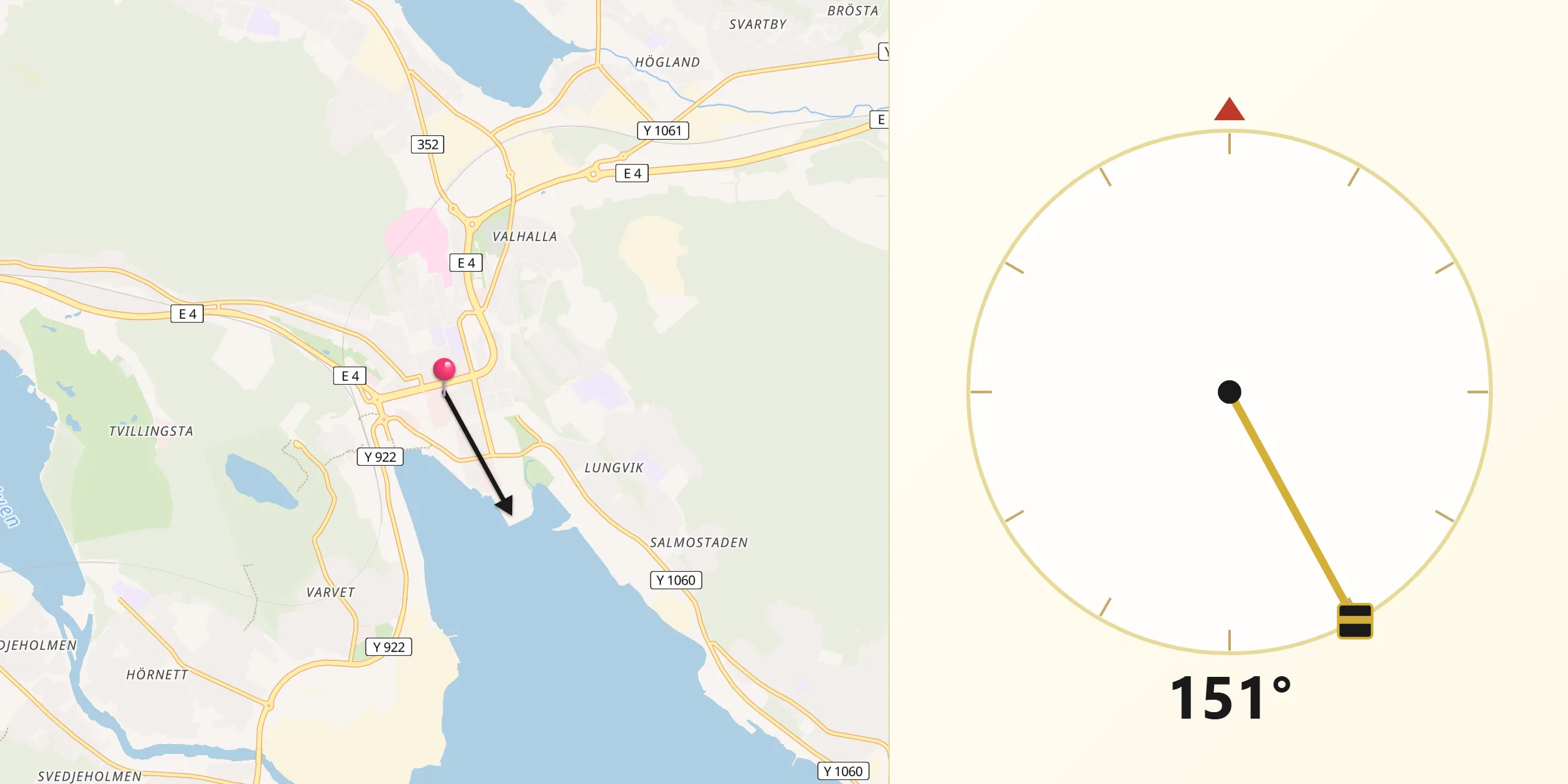 Qibla Riktning från Örnsköldsvik