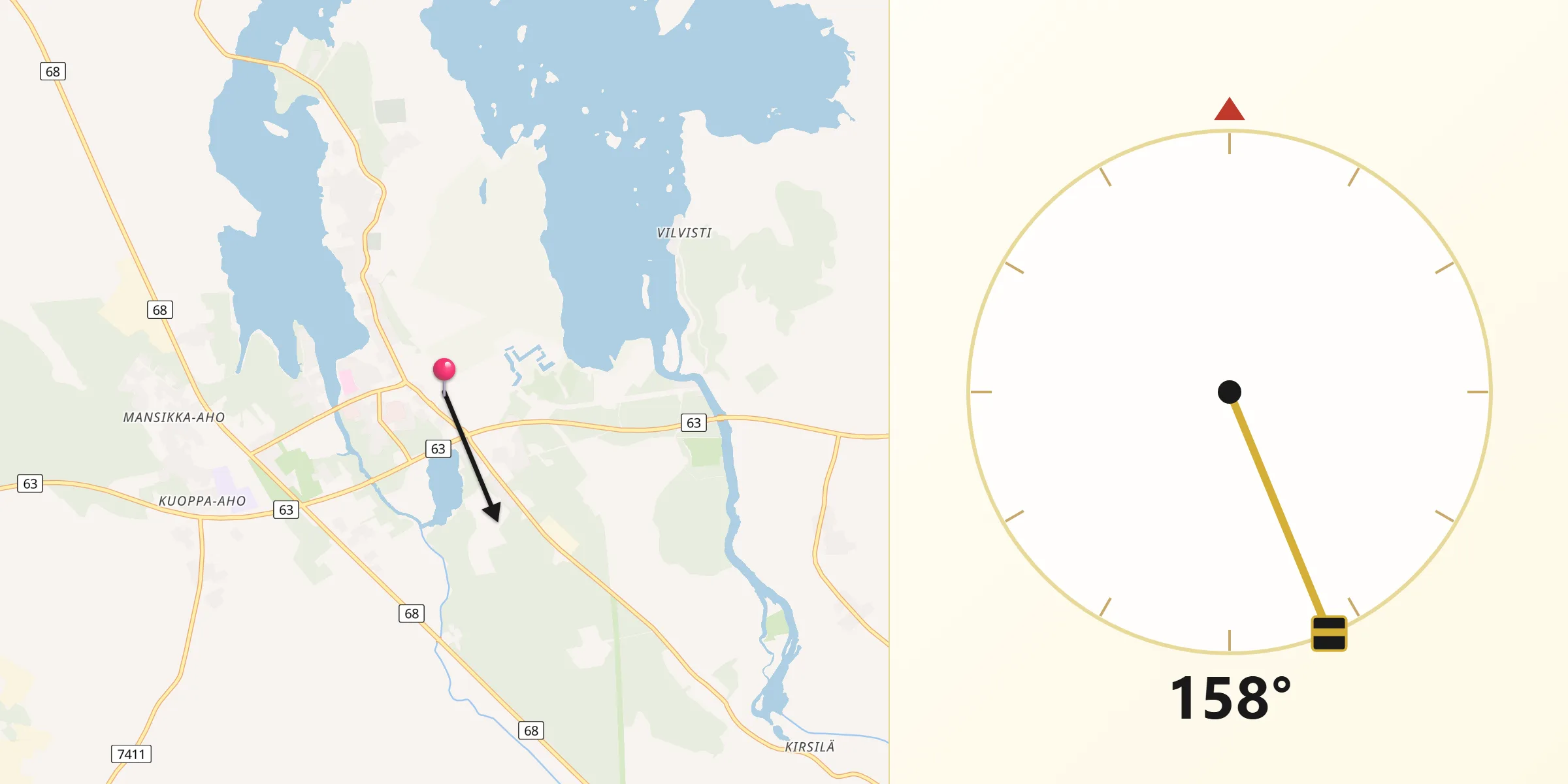 Qibla Riktning från Evijärvi