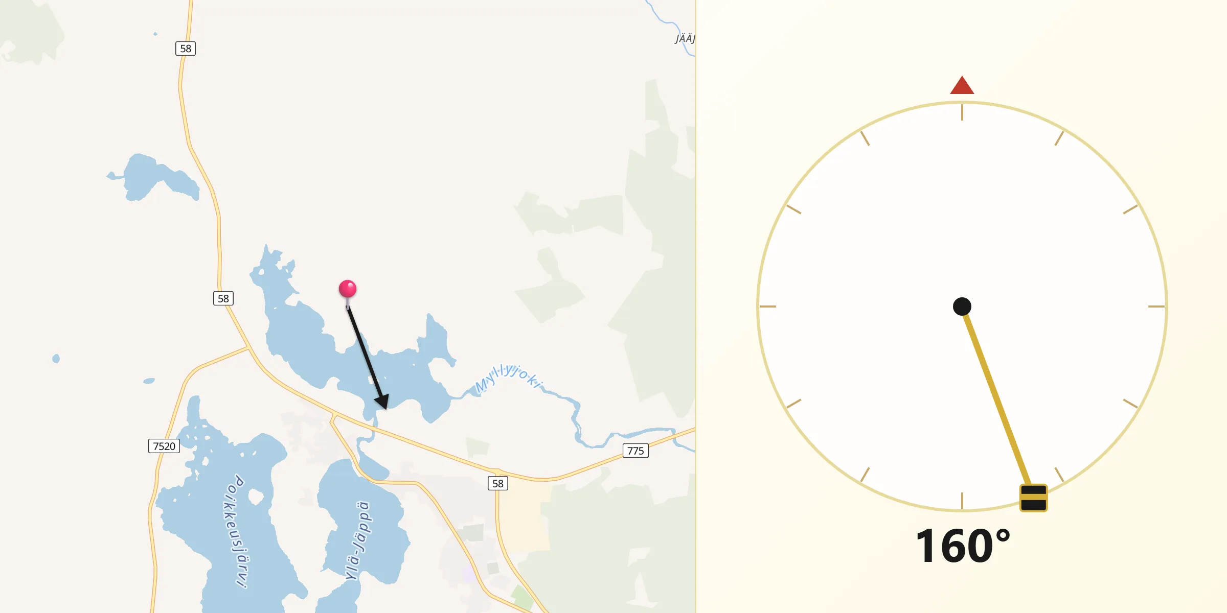 Qibla Riktning från Kinnula
