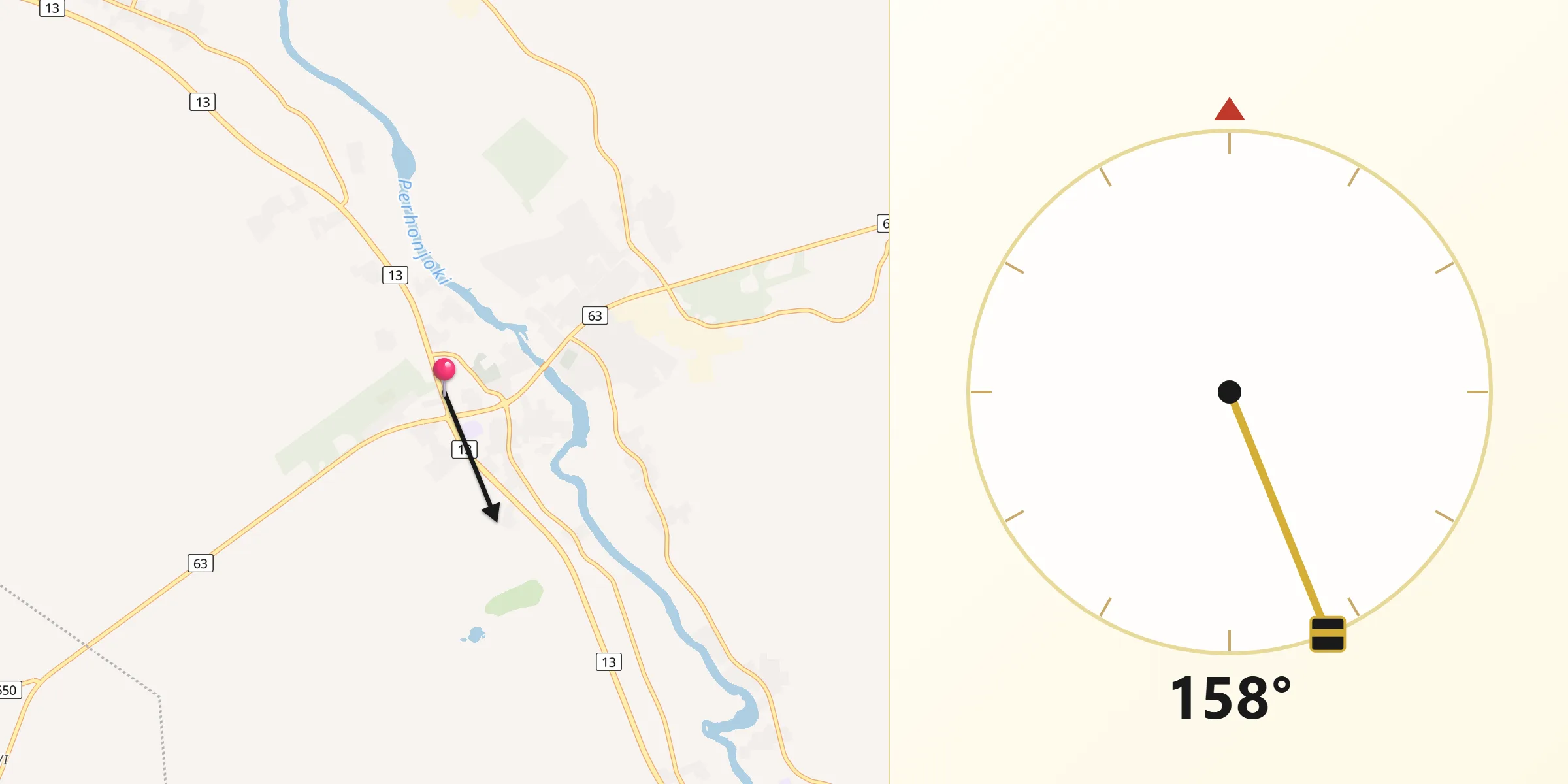 Qibla Riktning från Kaustinen
