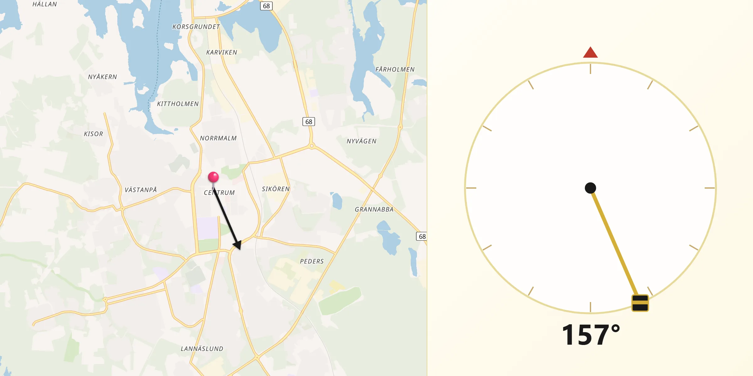 Qibla Riktning från Jakobstad
